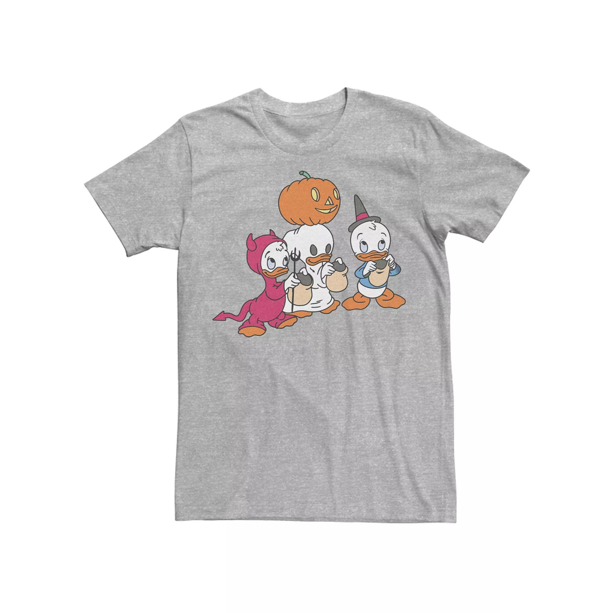 Disney's DuckTales Huey Dewey Louie Trick-Or-Treat Costumes Retro Men's Tee, Size: Small, Athletic Grey Product Image