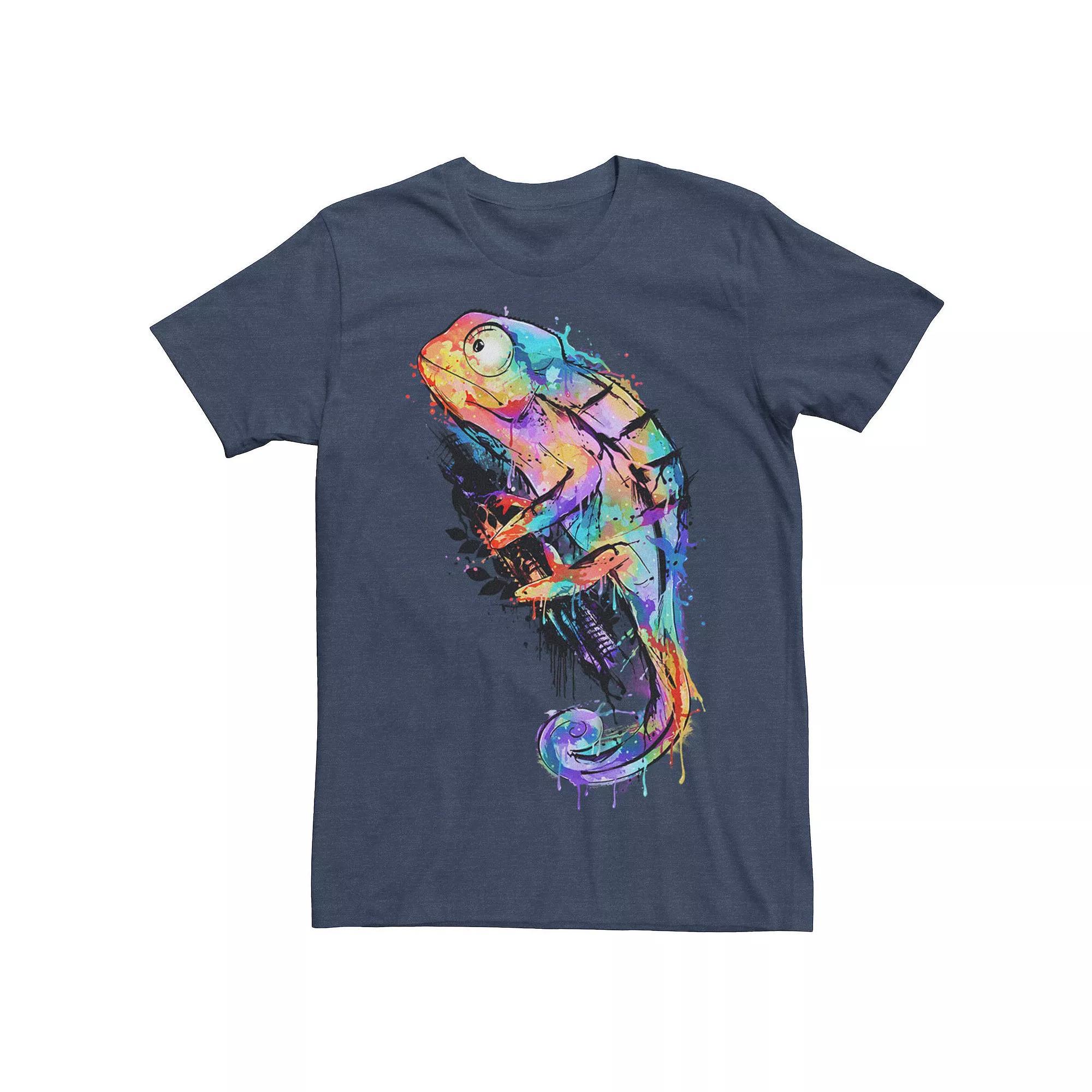 Mens Chameleon Paint Splatter Graphic Tee Navy Grey Product Image