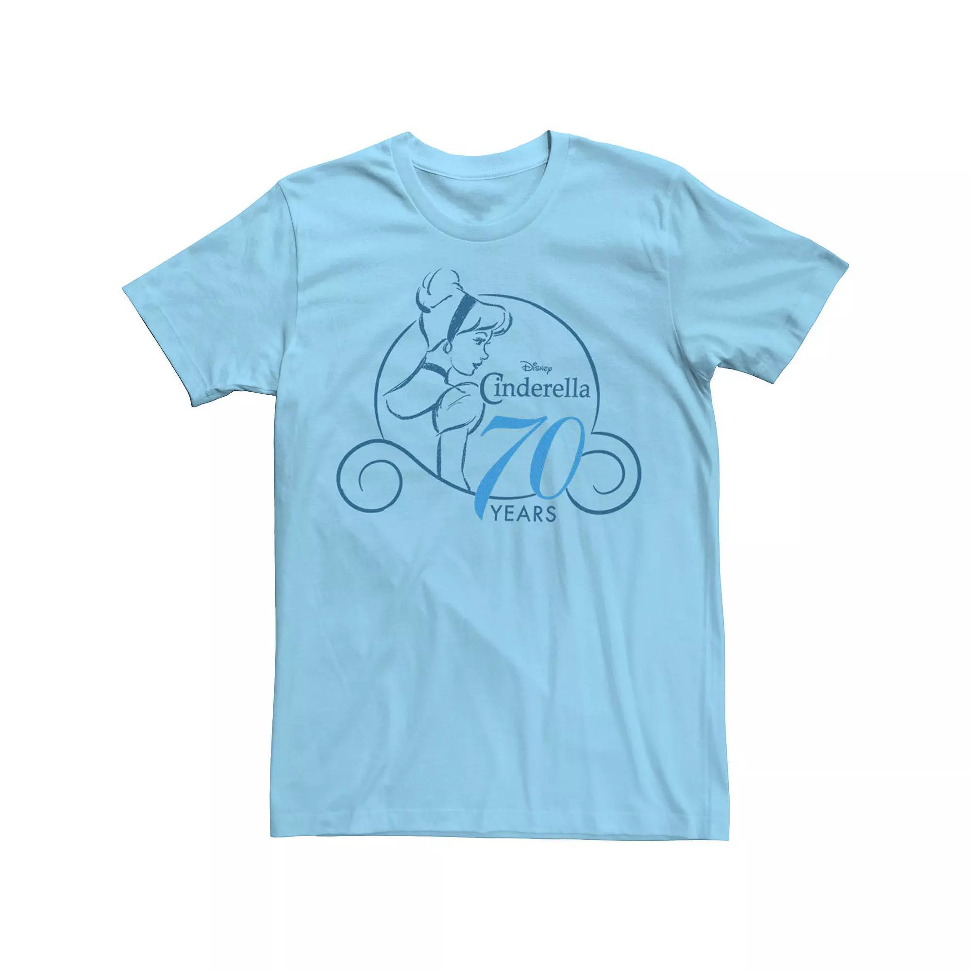 Disney's Cinderella Men's 70th Anniversary Simple Logo Tee, Size: Small, Light Blue Product Image