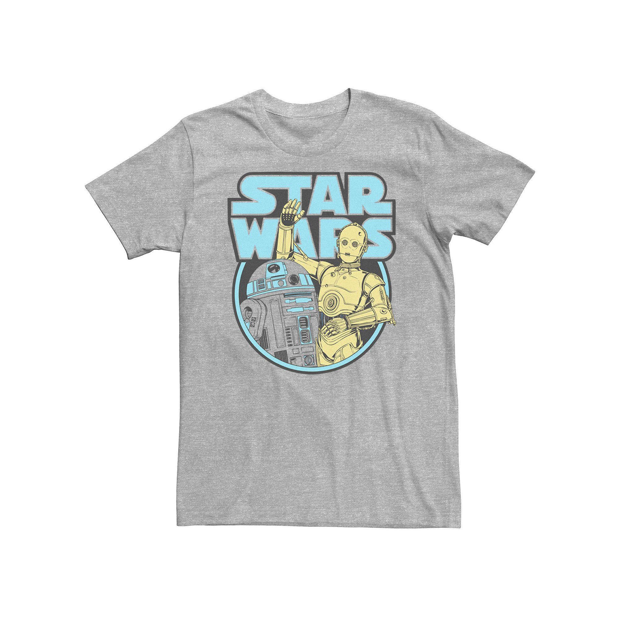 Men's Star Wars C-3PO & R2-D2 Color Pop Star Wars Logo Tee, Size: Large, Athletic Grey Product Image