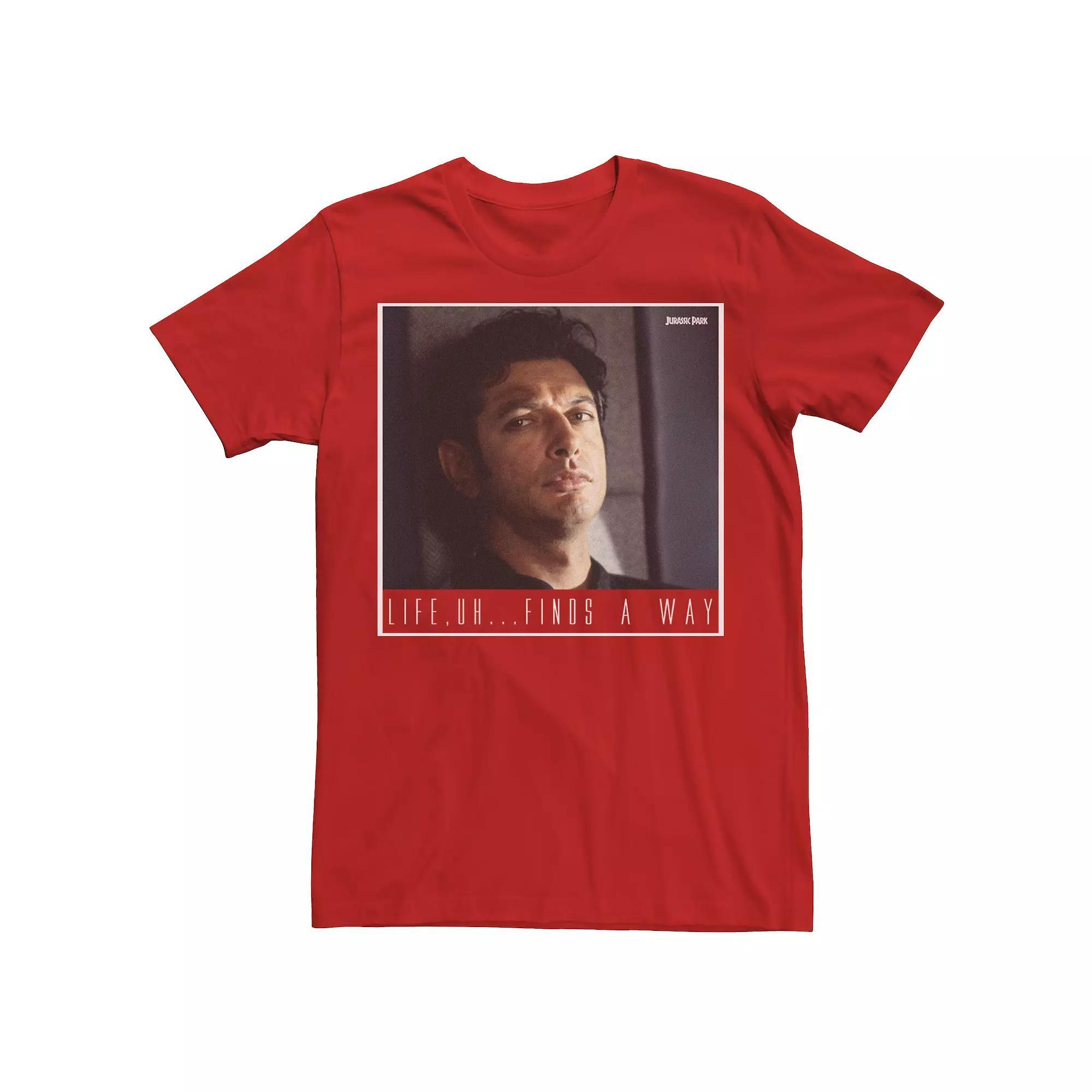 Men's Jurassic Park Ian Malcolm Life Finds A Way Graphic Tee, Size: XL, Red Grey Product Image