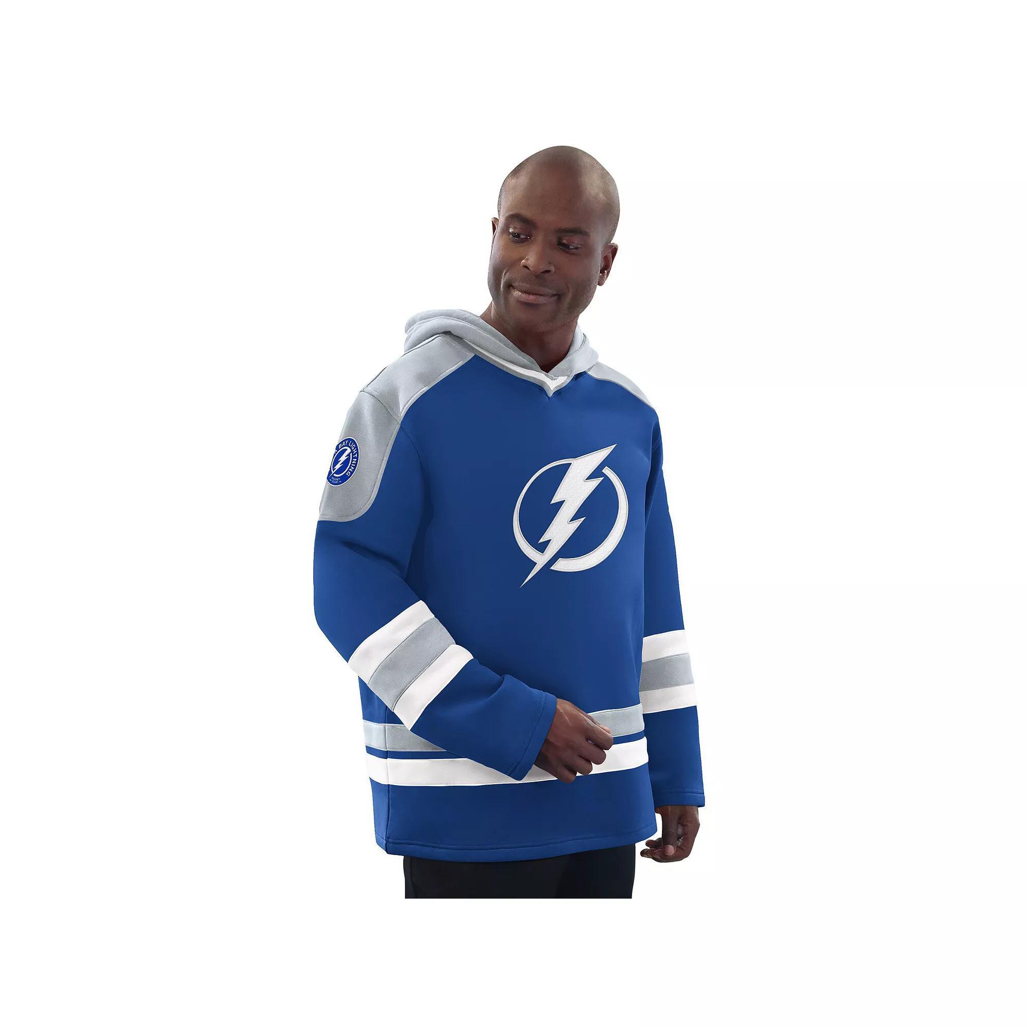Men's Starter Blue/Gray Tampa Bay Lightning Hockey Pullover Hoodie, Size: Large, Lgh Blue Product Image