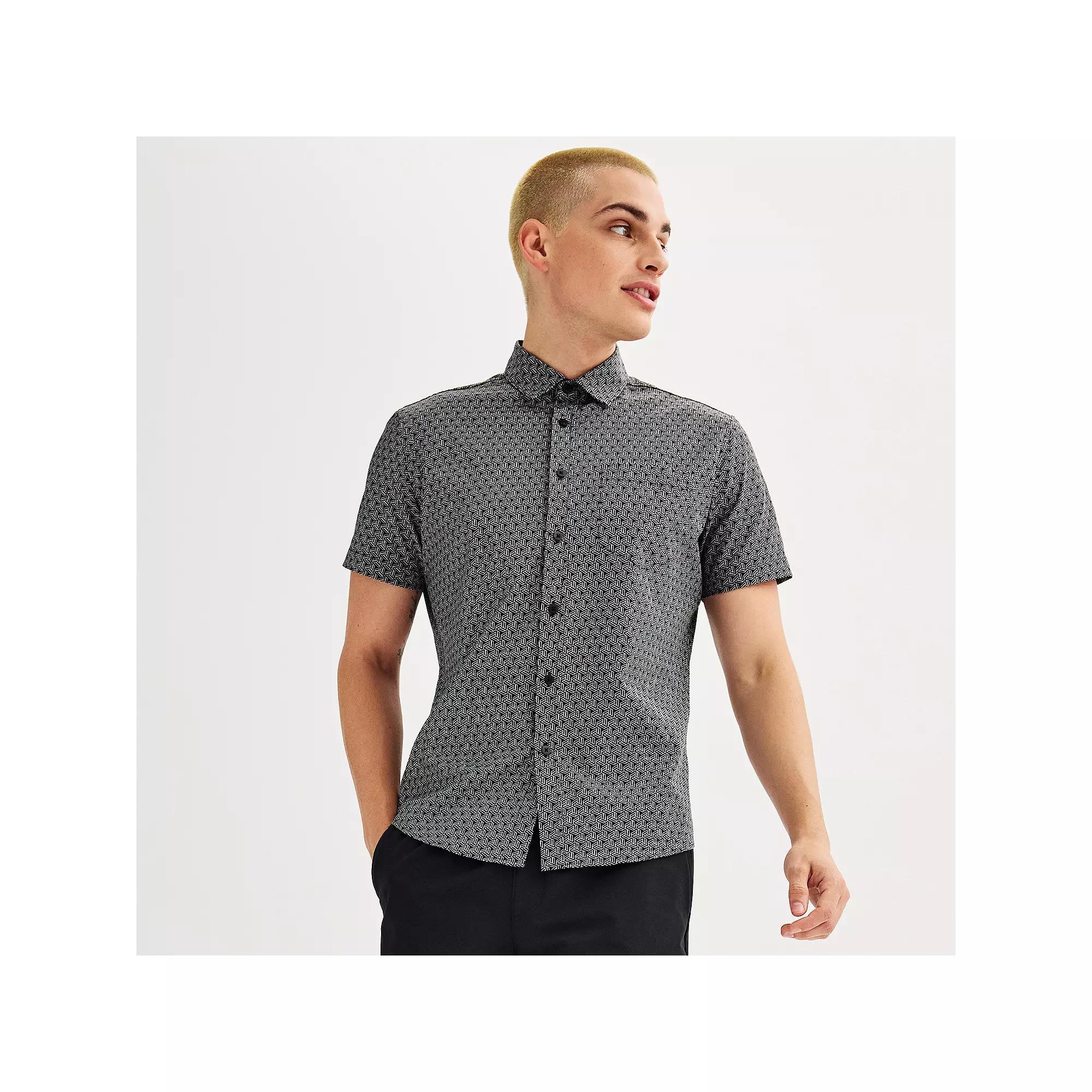 Men's FLX Slim Performance Untucked-Fit Button Down Shirt, Size: Medium SLIM, Kacey Beige Product Image