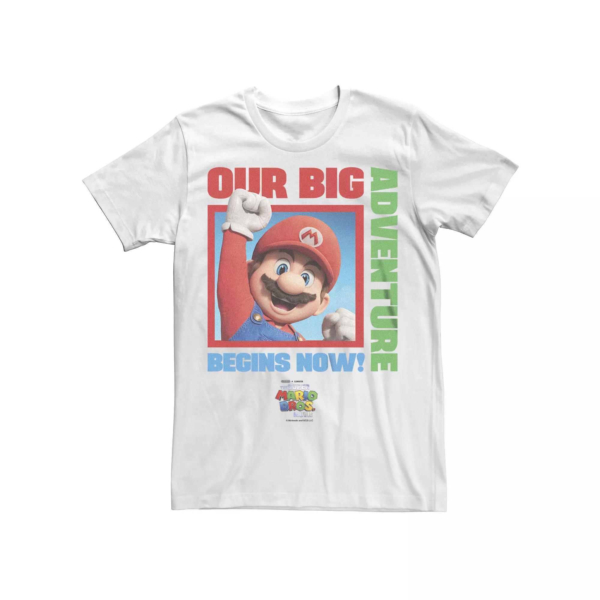 Big & Tall The Super Mario Bros. Movie Our Big Adventure Begins Now Jumpman Graphic Tee, Men's, Size: 3XL Tall, White Product Image