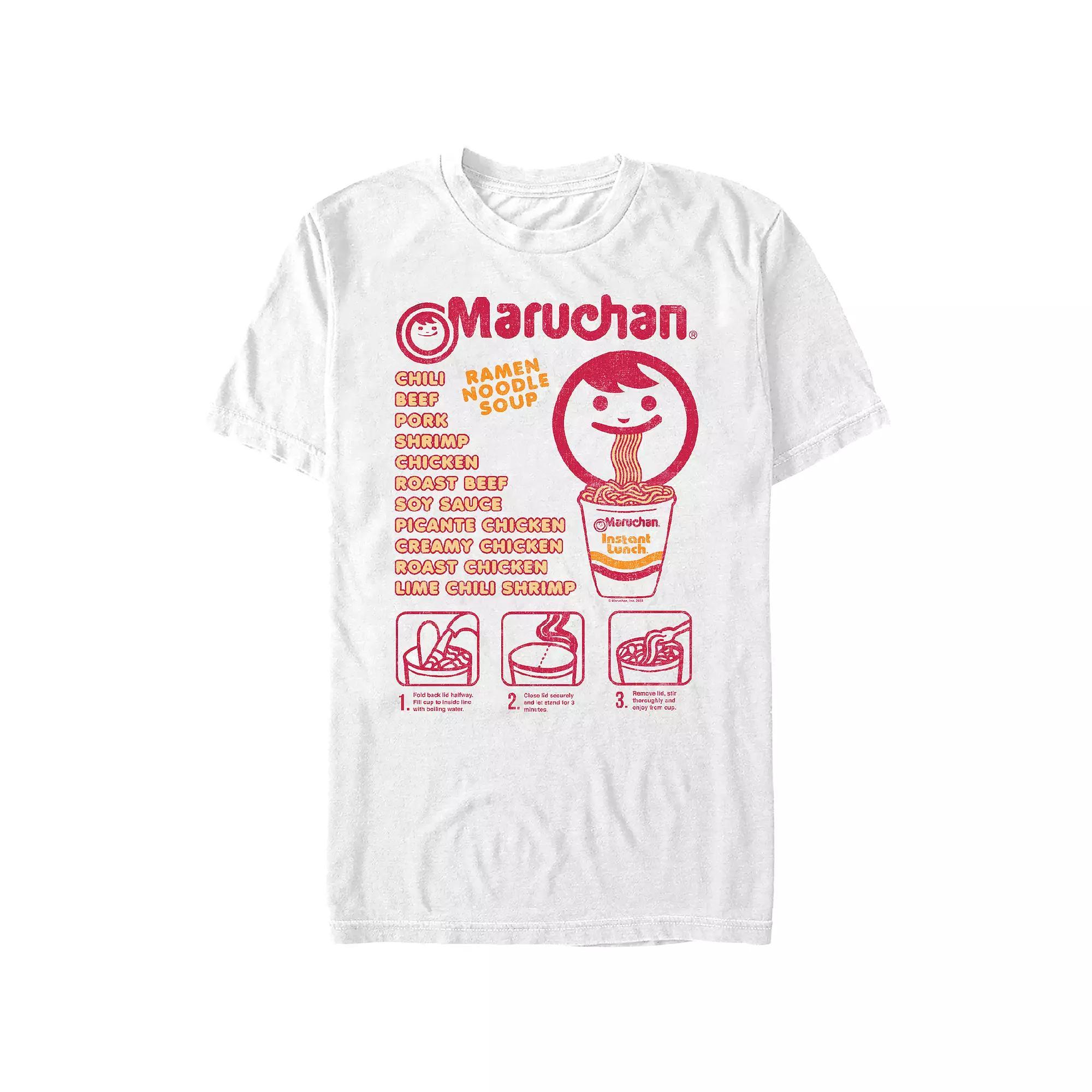 Men's Maruchan Ramen Noodle Soup Flavors Graphic Tee, Size: XS, White Product Image