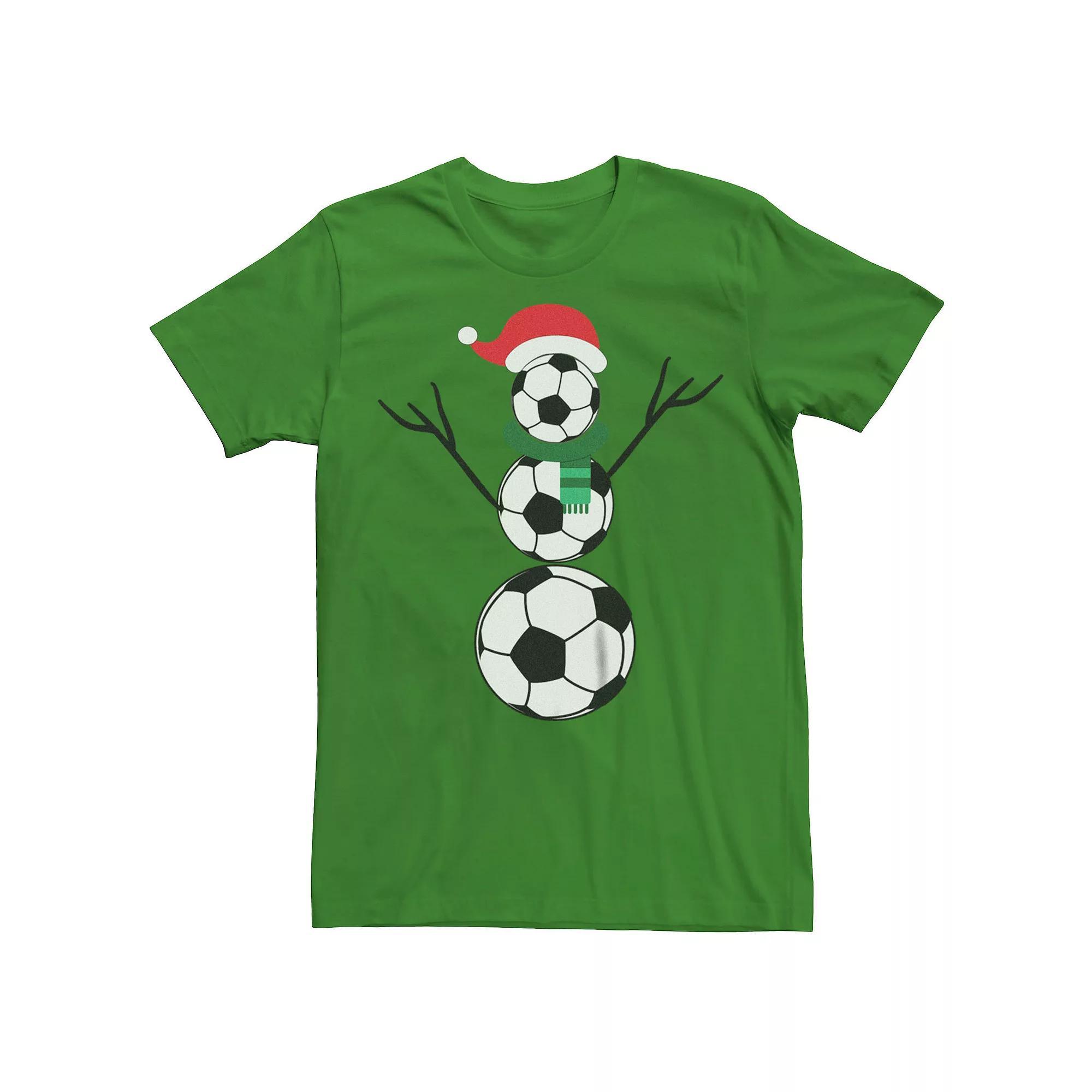 Men's Christmas Soccer Snowman Graphic Tee, Size: XL, Red Product Image