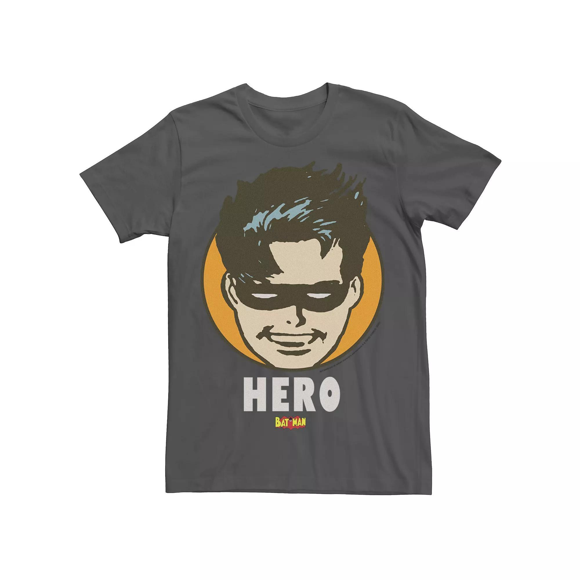 Mens Batman Vintage Robin Hero Circle Portrait Tee Grey Product Image