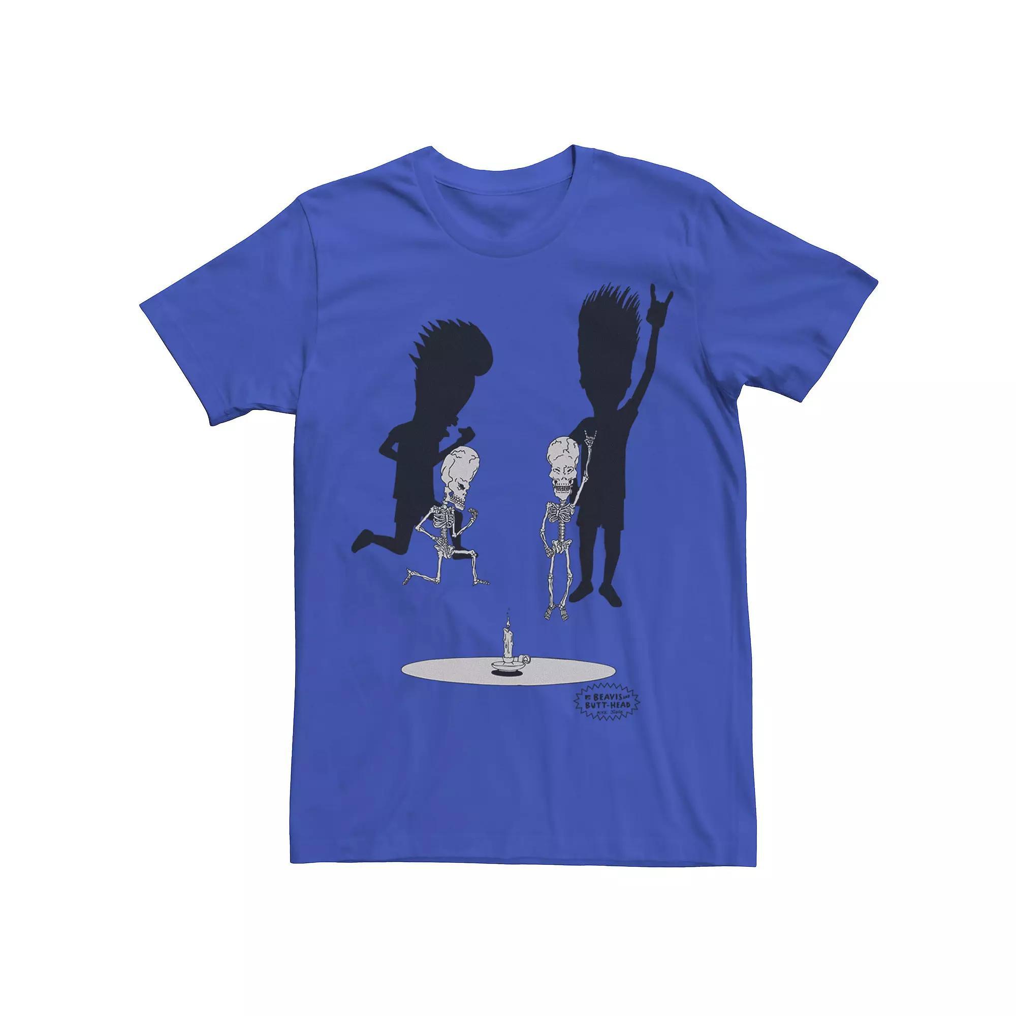 Men's Beavis and Butthead Skeletons Rocking Out Portrait Tee, Size: XXL, Red Grey Product Image