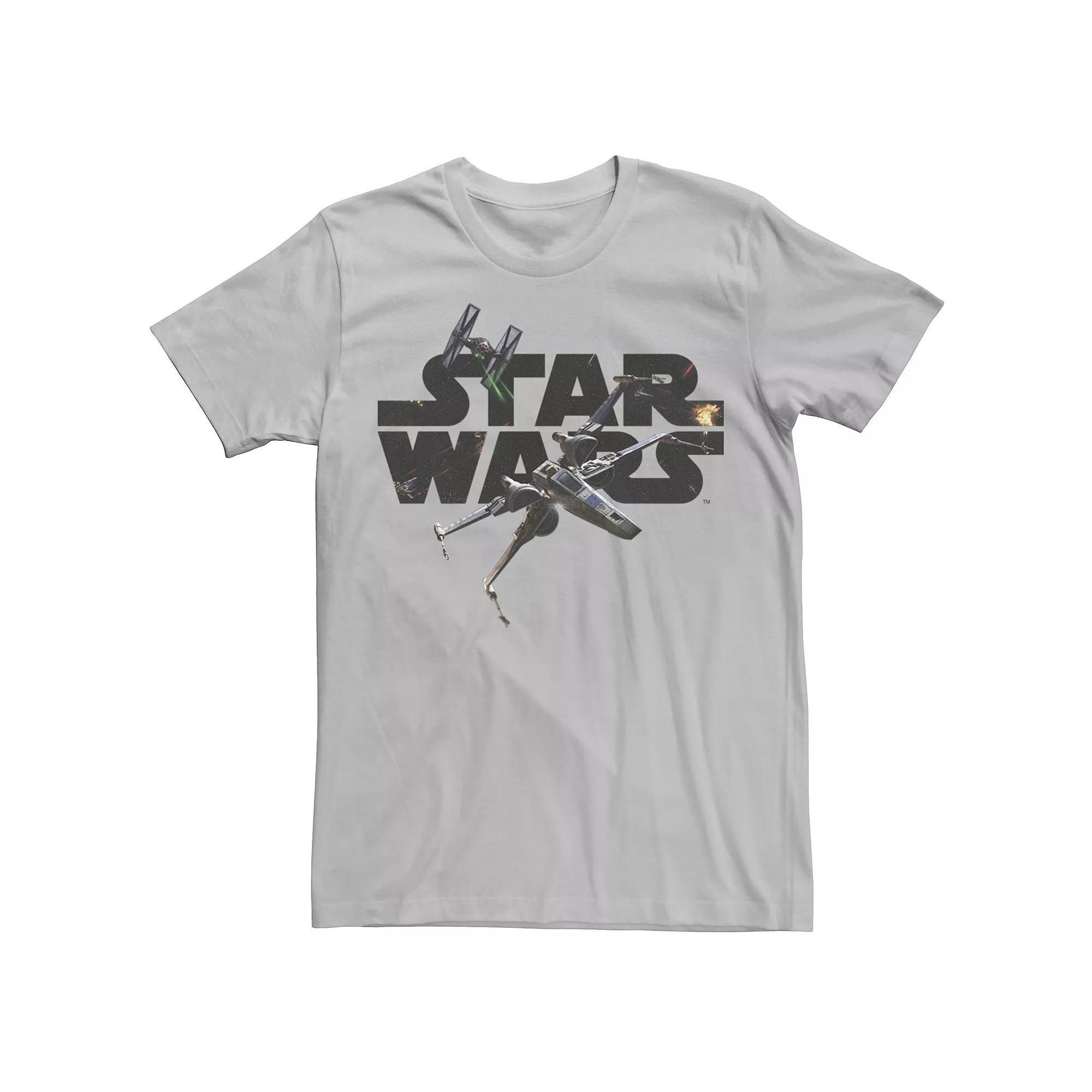 Men's Star Wars Logo Dogfight Episode 7 Tie Fighter Rebels Tee, Size: 3XL, Silver Product Image