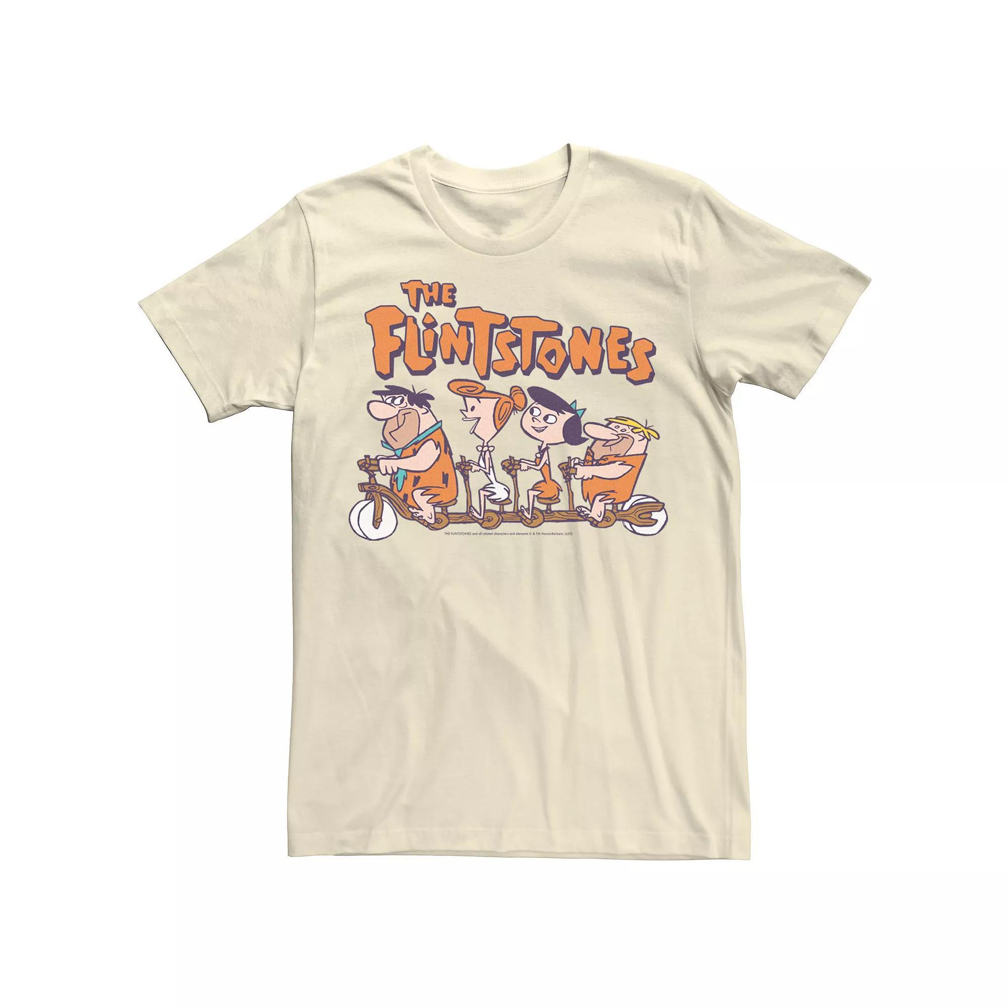 Men's The Flintstones Fred & Friends Bike Ride Tee, Size: Small, Natural Product Image