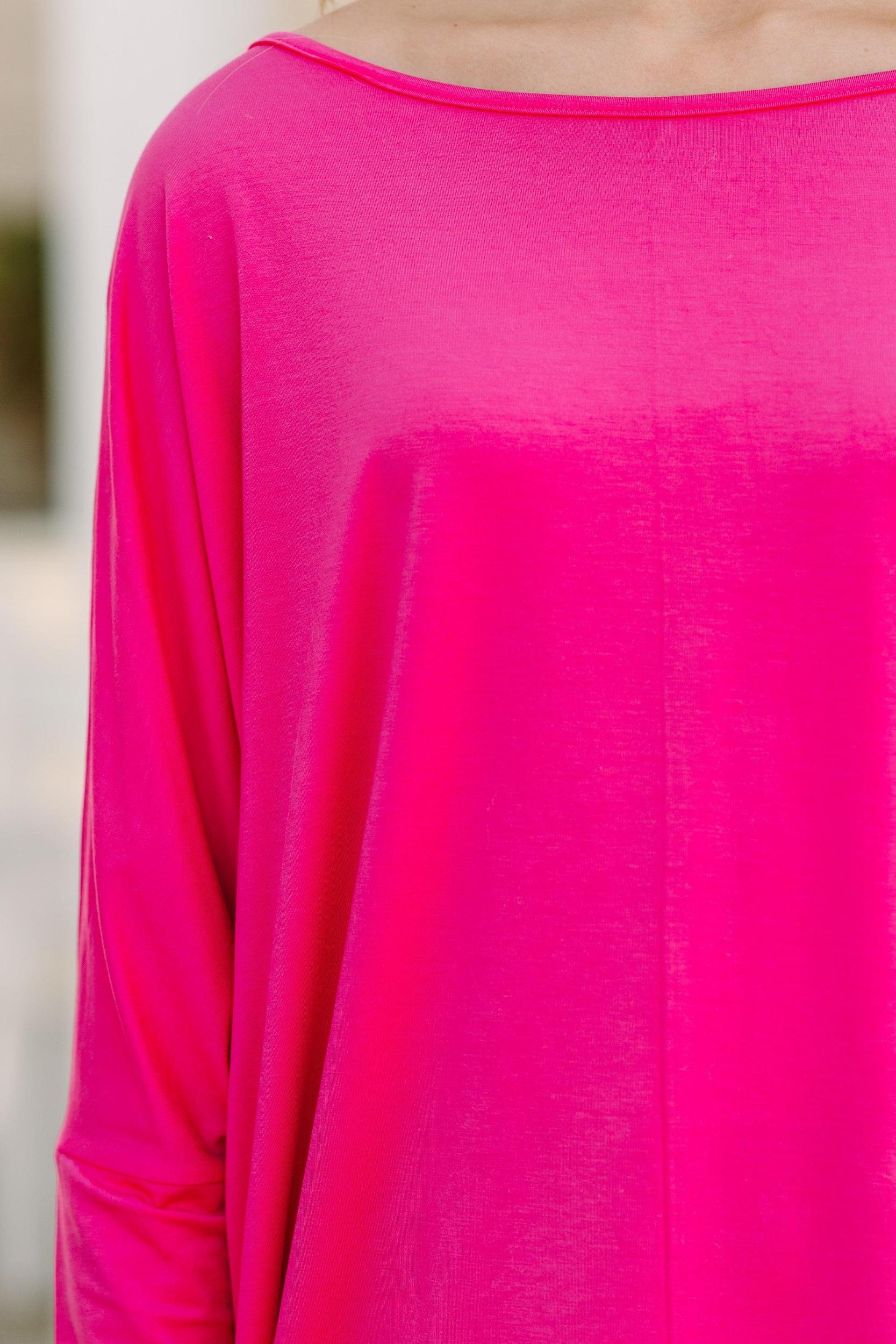 New To You Fuchsia Pink Batwing Top Female Product Image