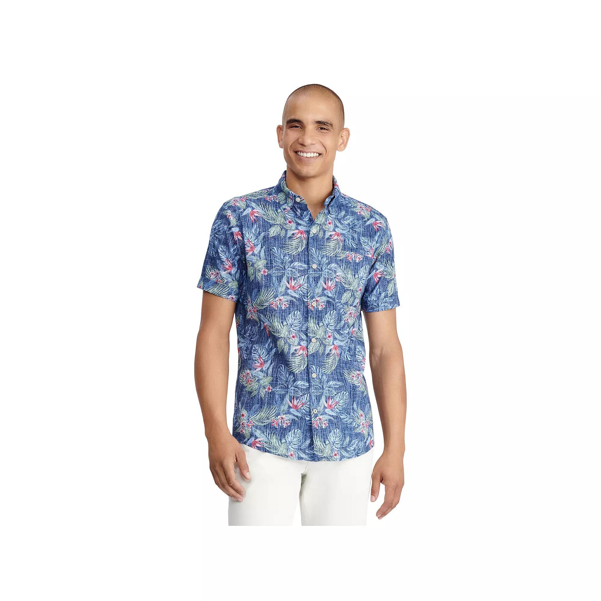 Mens IZOD Saltwater Dockside Chambray Short Sleeve Button-Down Shirt Product Image