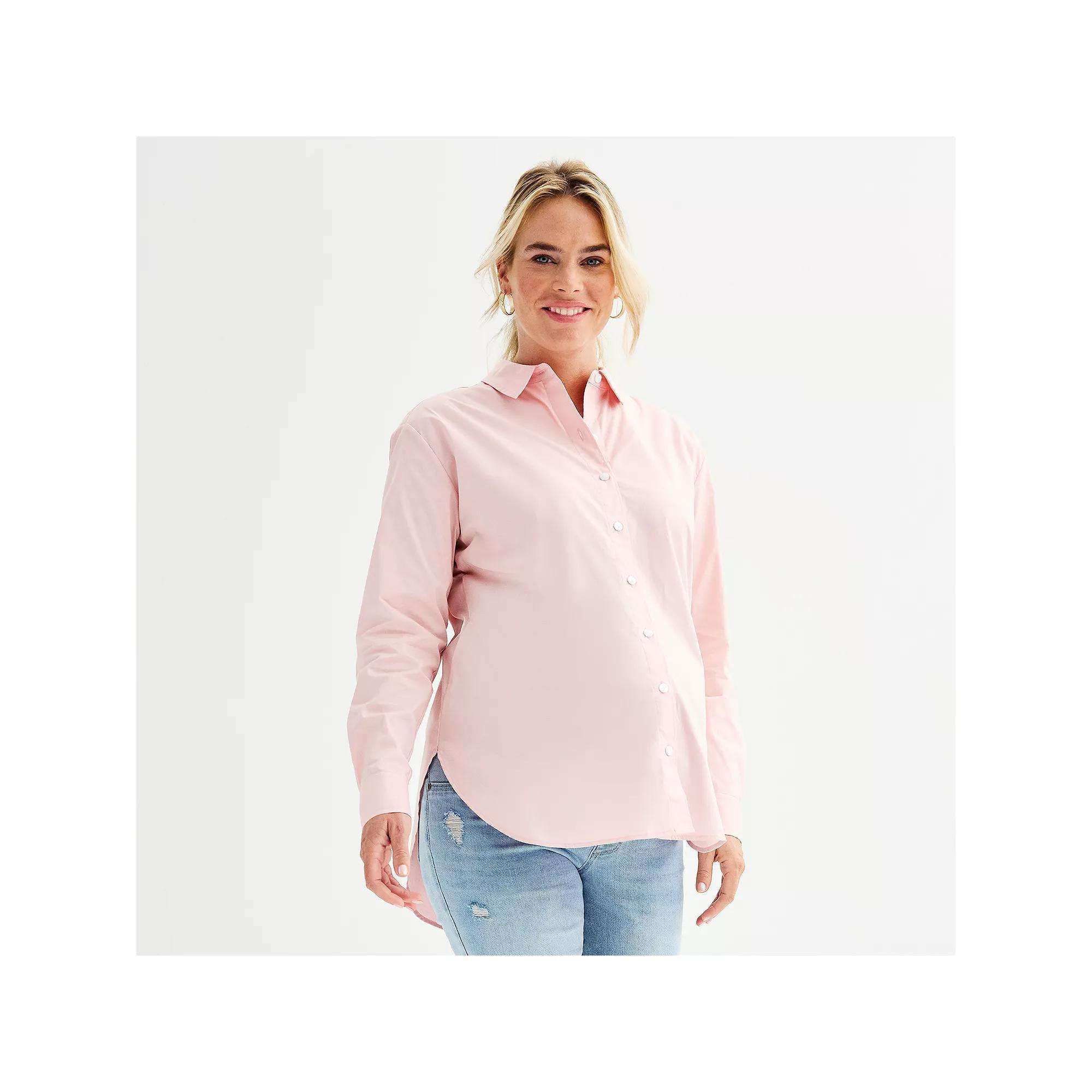 Maternity Sonoma Goods For Life® Button Down Shirt, Women's, Size: XXL-MAT, Pink Hoodie Product Image