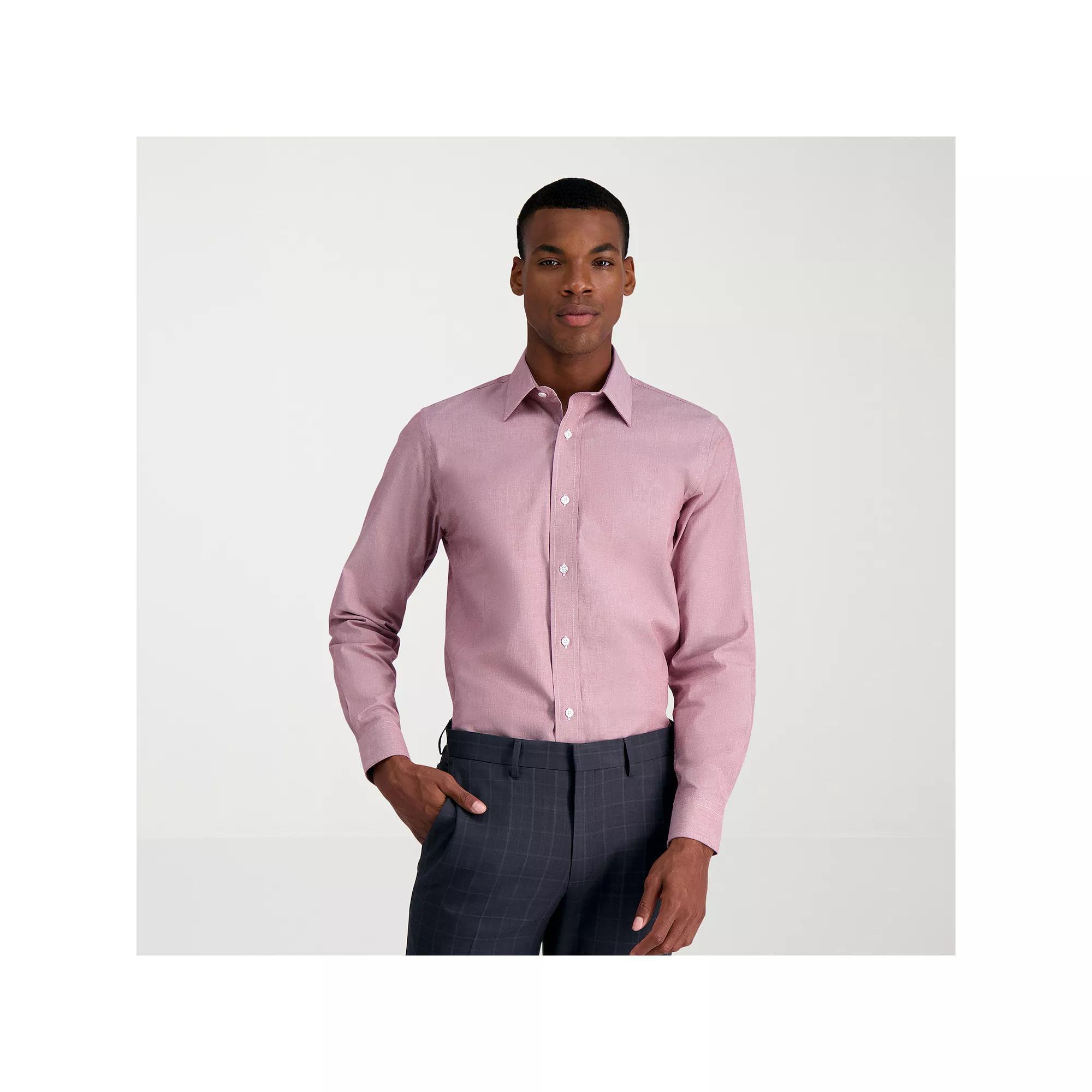 Mens Haggar Premium Comfort Slim Fit Dress Shirt Red Texture Product Image