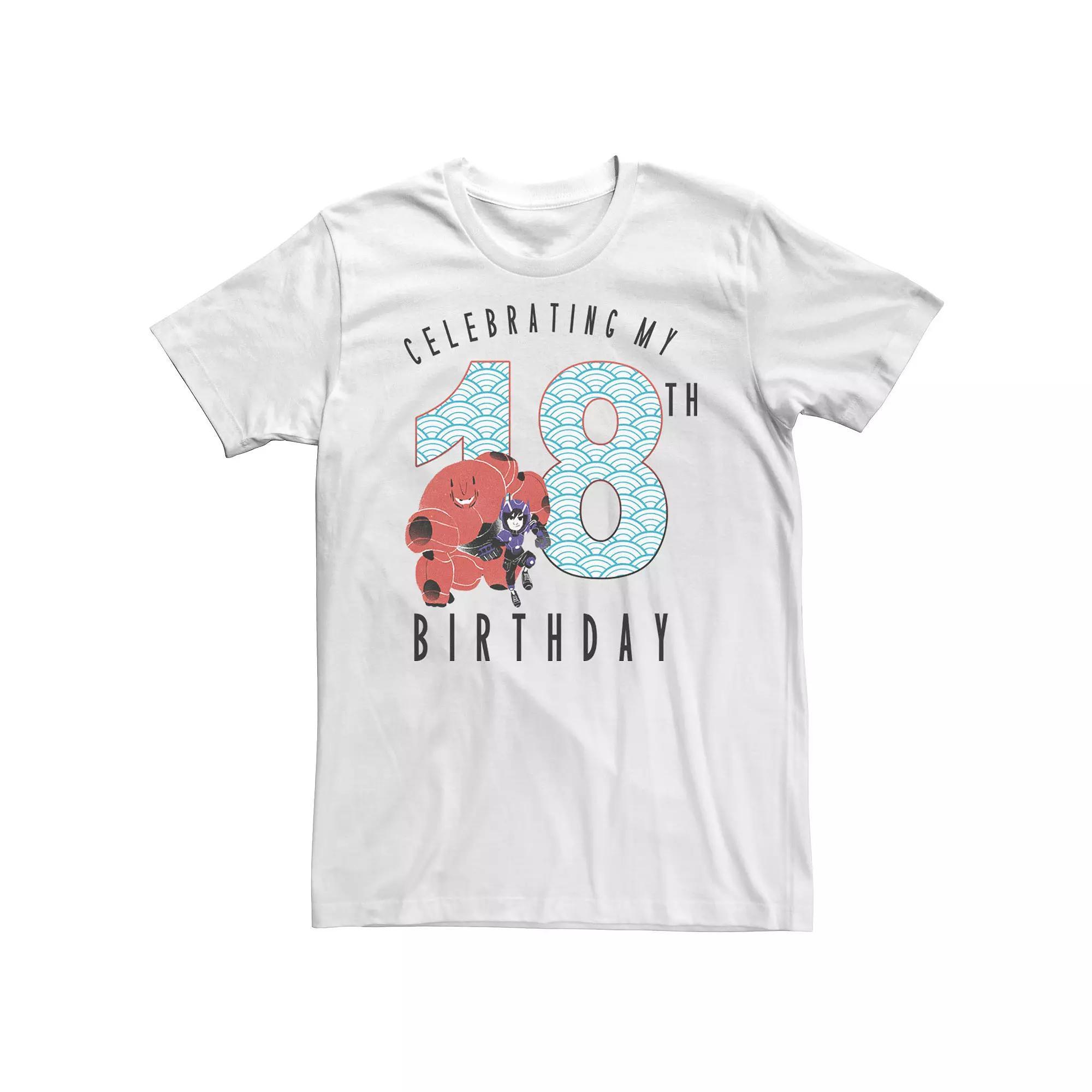 Big & Tall Disney Big Hero 6 Baymax Hiro 18th Birthday Tee, Men's, Size: 5XL, White Product Image