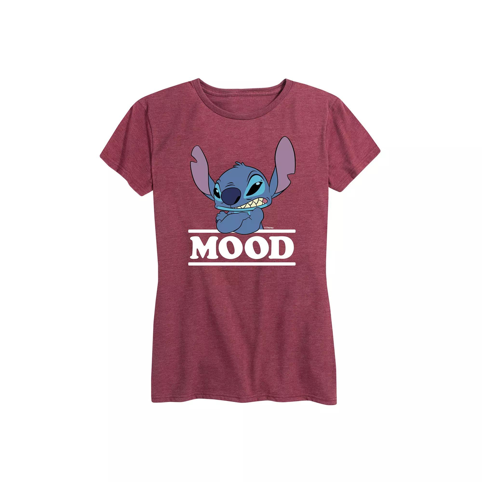 Disneys Lilo & Stitch Womens Mood Graphic Tee Grey Gray Product Image