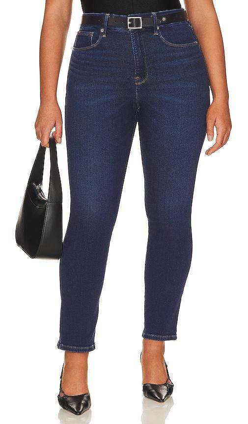 Womens Soft-Tech Good Classic Slim Straight Jeans | Indigo, Size 30 Plus | Good American by Khlo Kardashian Product Image