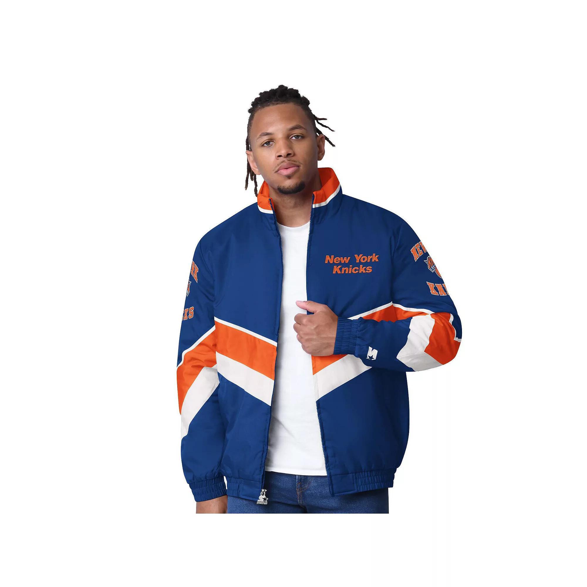 Men's Starter Royal New York Knicks Captain Oxford Full-Zip Jacket, Size: Medium, Blue Product Image