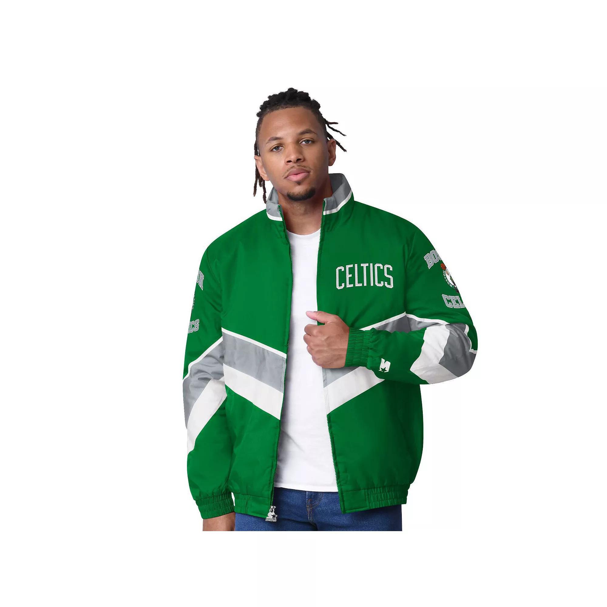 Men's Starter Kelly Green Boston Celtics Captain Oxford Full-Zip Jacket, Size: Small Product Image
