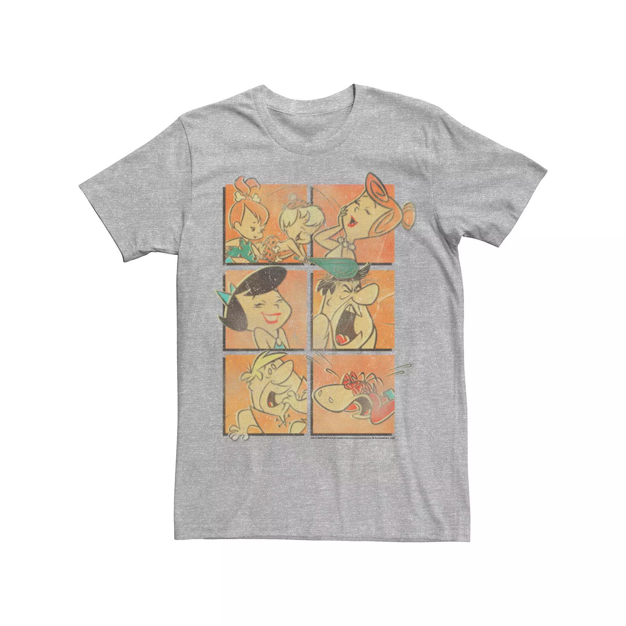 Men's The Flintstones Group Shot Panels Tee, Size: XXL, Athletic Grey Product Image