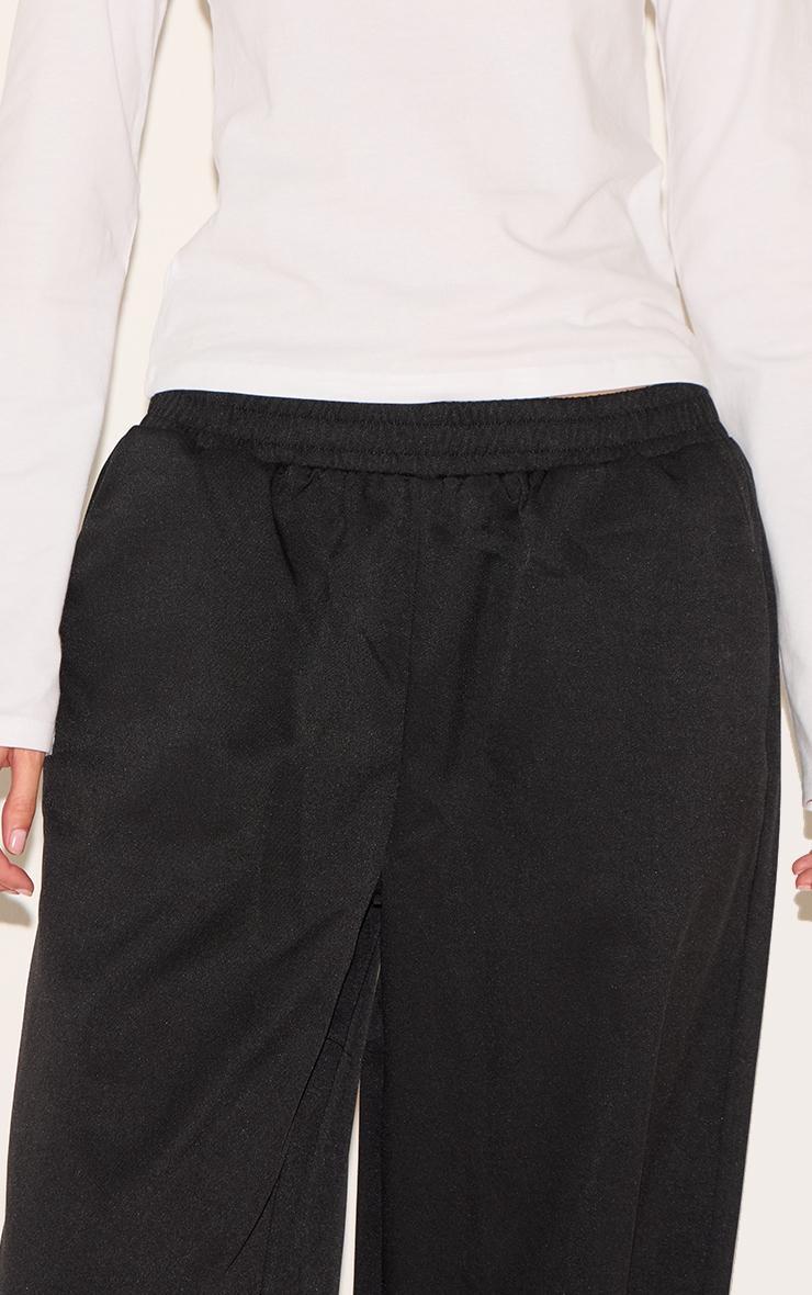 Black Woven Elasticated Waist Wide Leg Pants Product Image