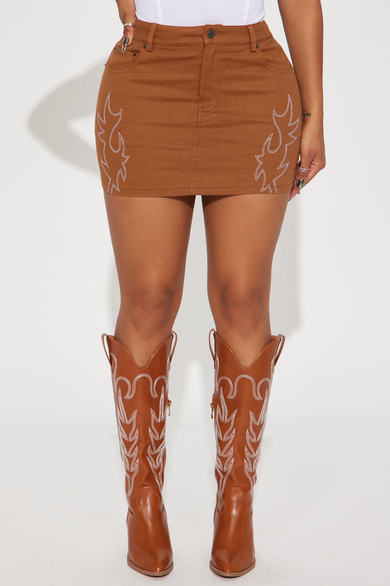 Honky Tonk Mini Skirt - Brown Product Image