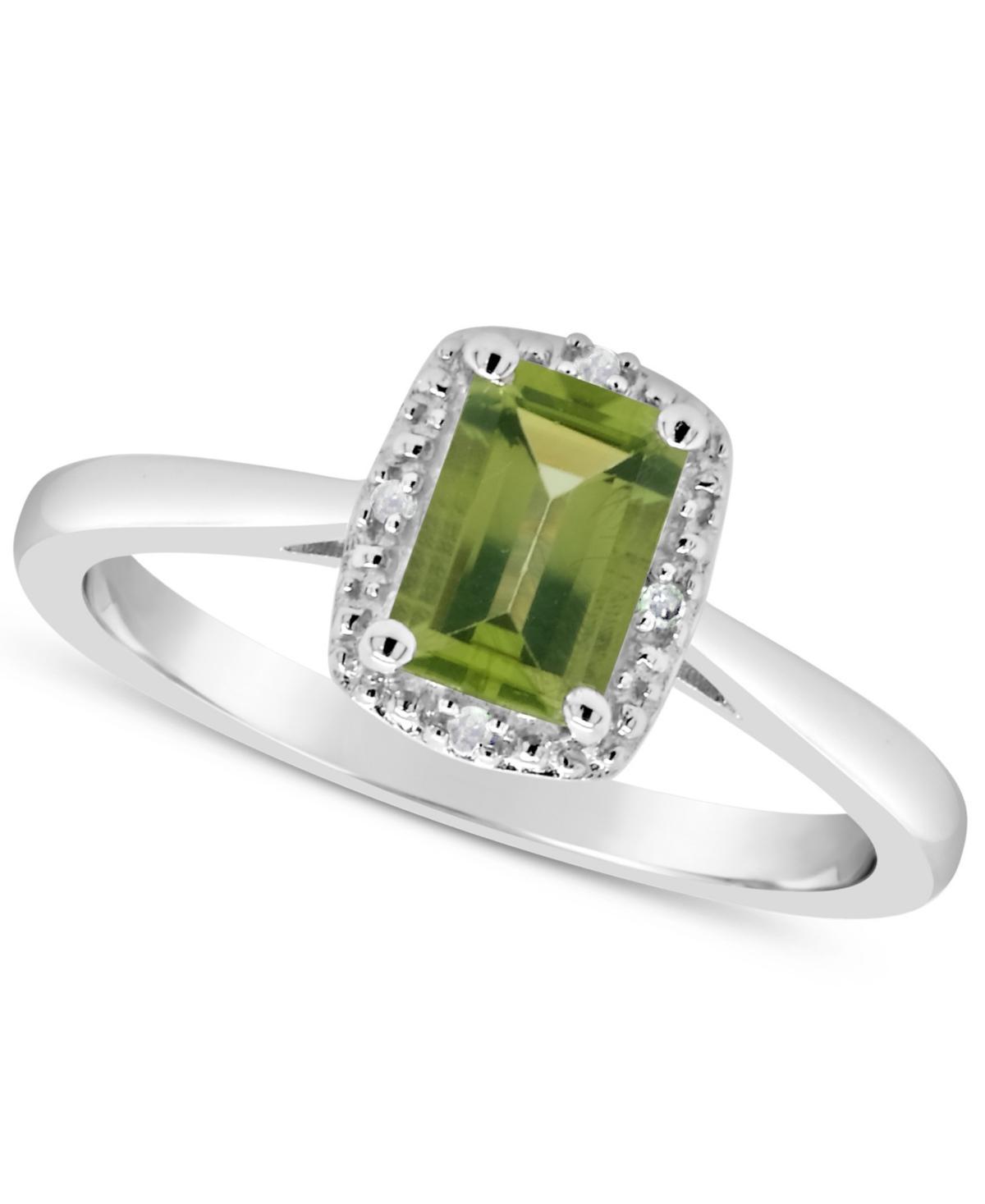 Celebration Gems Sterling Silver Aquamarine & Diamond Accent Rectangle Halo Ring, Womens Product Image