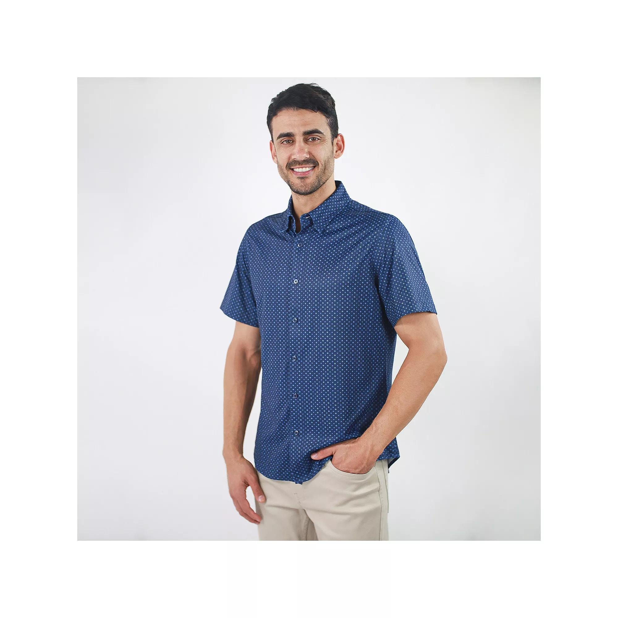 Men's JACHS NY Short Sleeve 4-Way Stretch Knit Performance Shirt, Size: Medium, Light Blue Product Image
