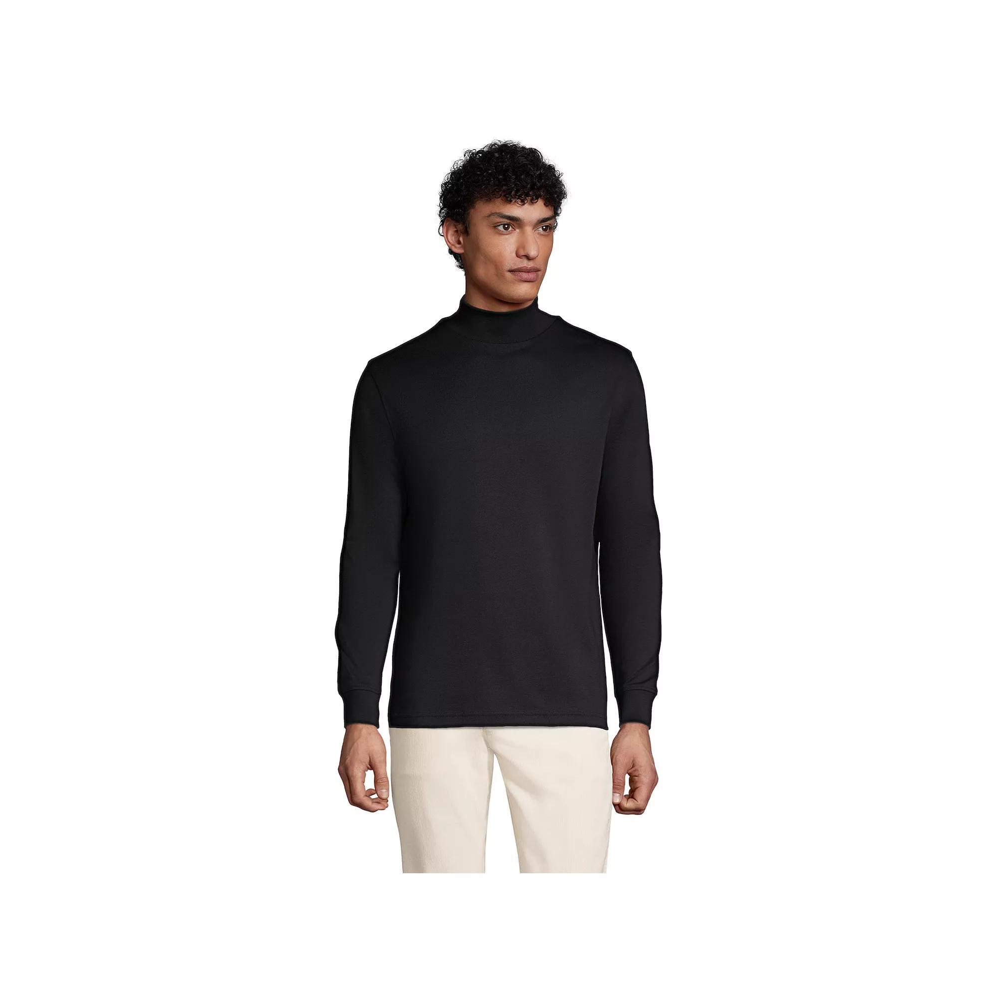 Big & Tall Lands End Super Soft Supima Mock Turtleneck, Mens Dk Grey Heather Product Image