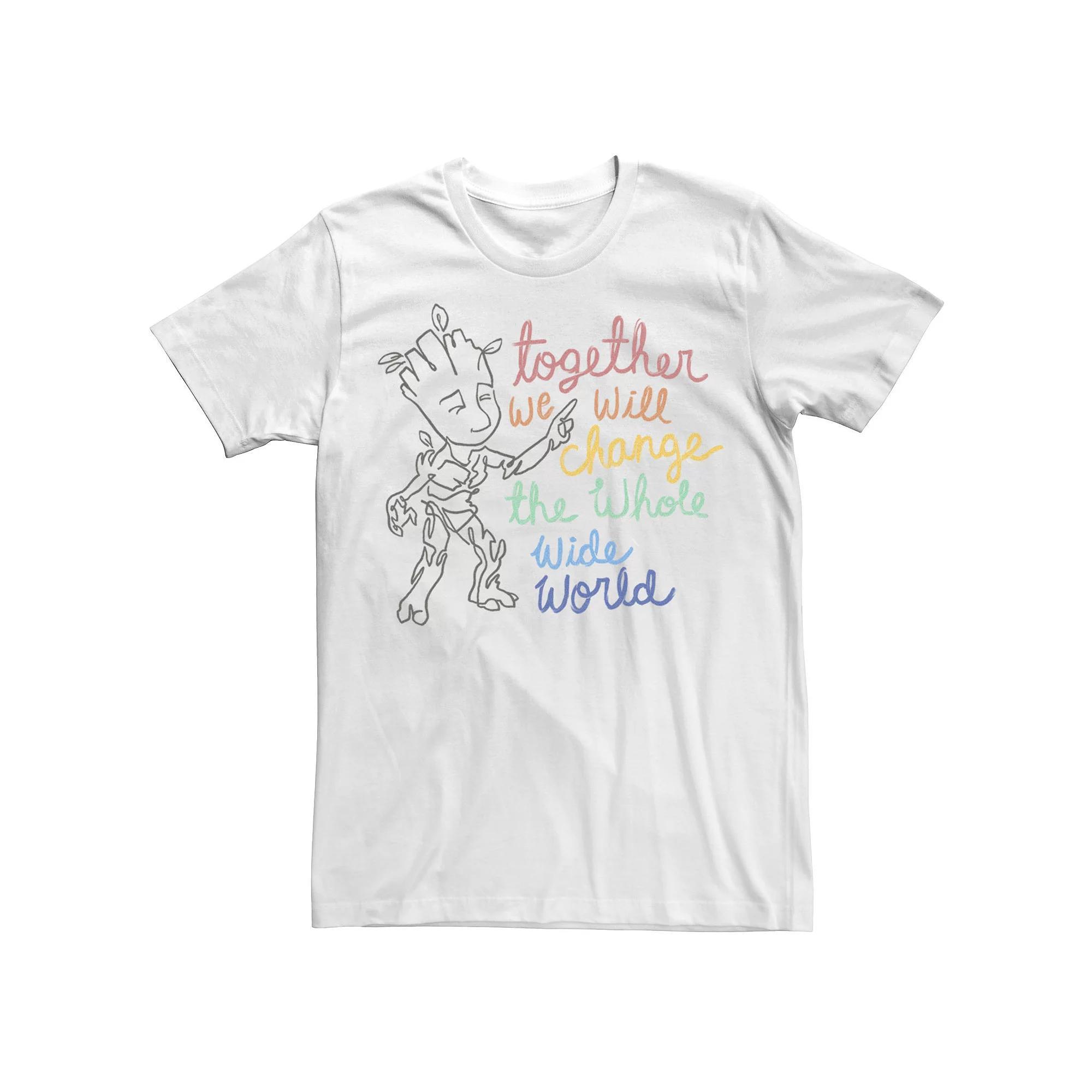 Men's Marvel Groot Together We Will Change The Whole Wide World Tee, Size: Large, White Product Image