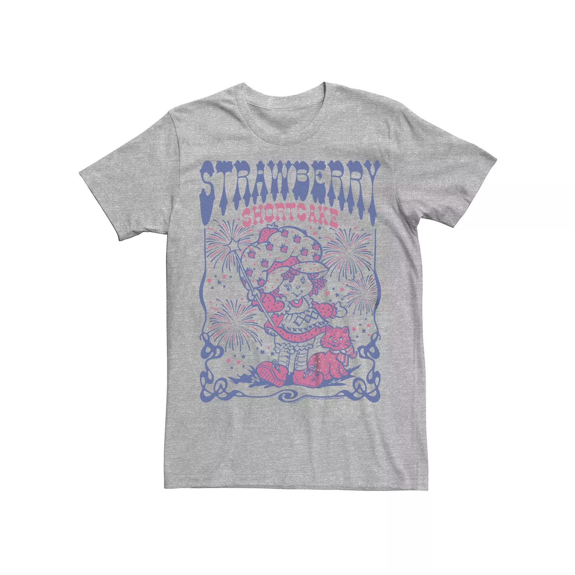 Juniors' Strawberry Shortcake And Custard Fireworks Party Boyfriend Graphic Tee, Girl's, Size: Medium, Athletic Grey Product Image