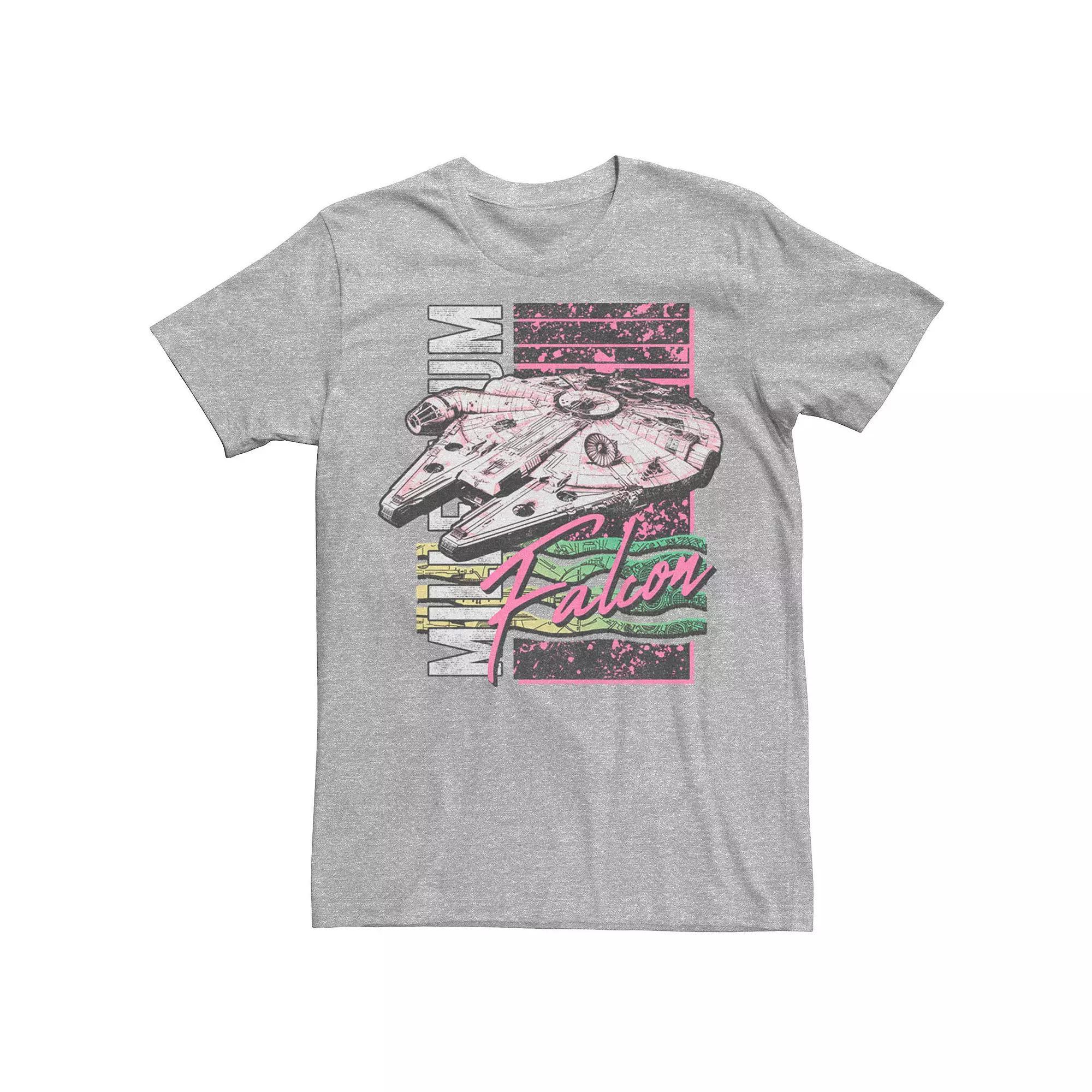 Mens Star Wars Neon Vintage Millennium Falcon Tee Athletic Grey Product Image