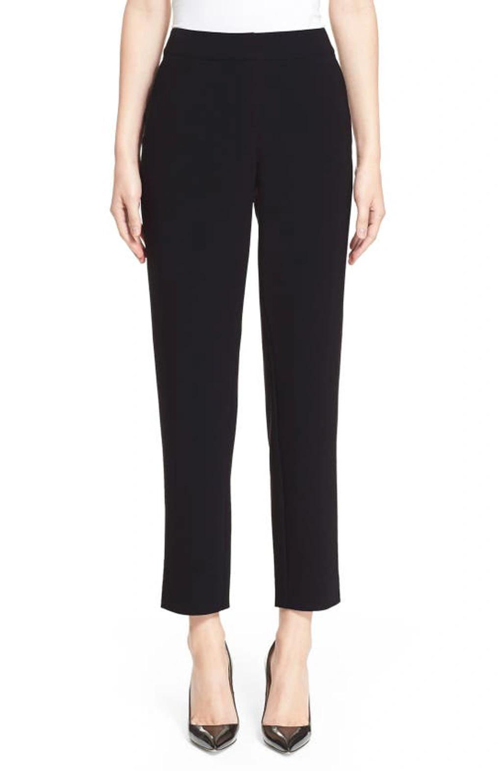 ST JOHN St. John Collection Emma Crop Crepe Marocain Pants In Caviar Product Image