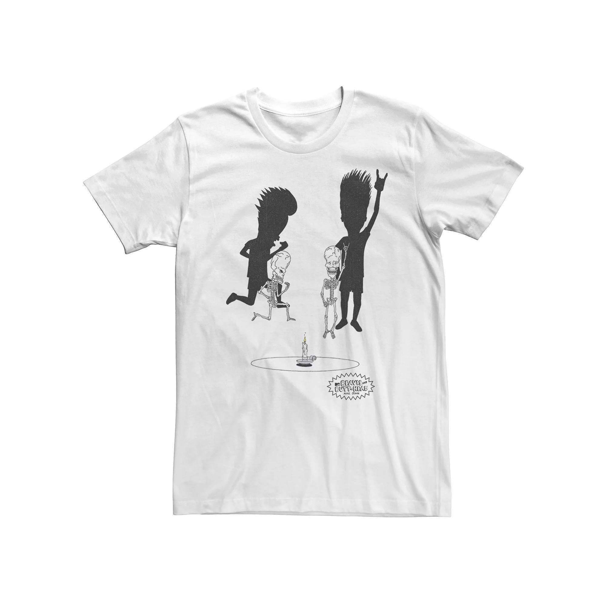 Men's Beavis And Butthead Skeleton Rock Out Short Sleeve Tee, Size: Large, White Product Image