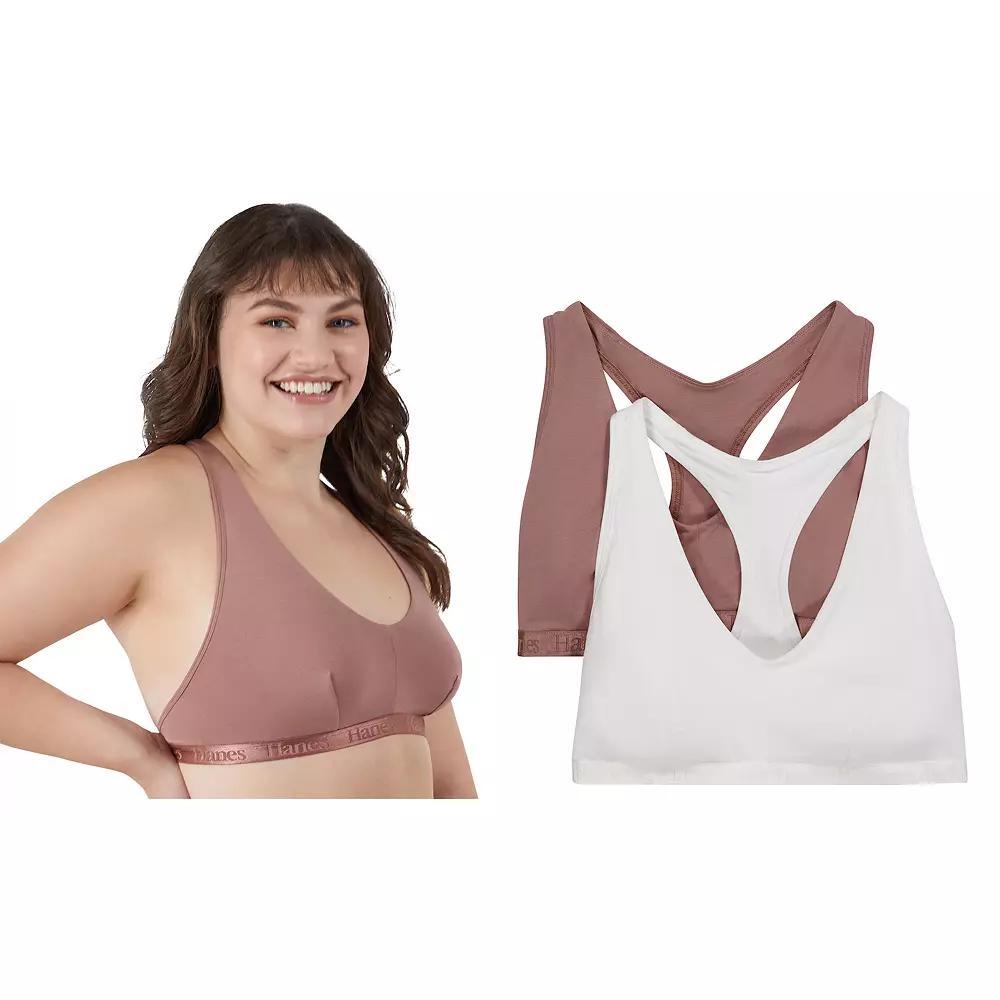 Women's Hanes Ultimate® Originals 2-Pack SuperSoft Racerback Bralette DUS201, Size: XL, Black White Product Image