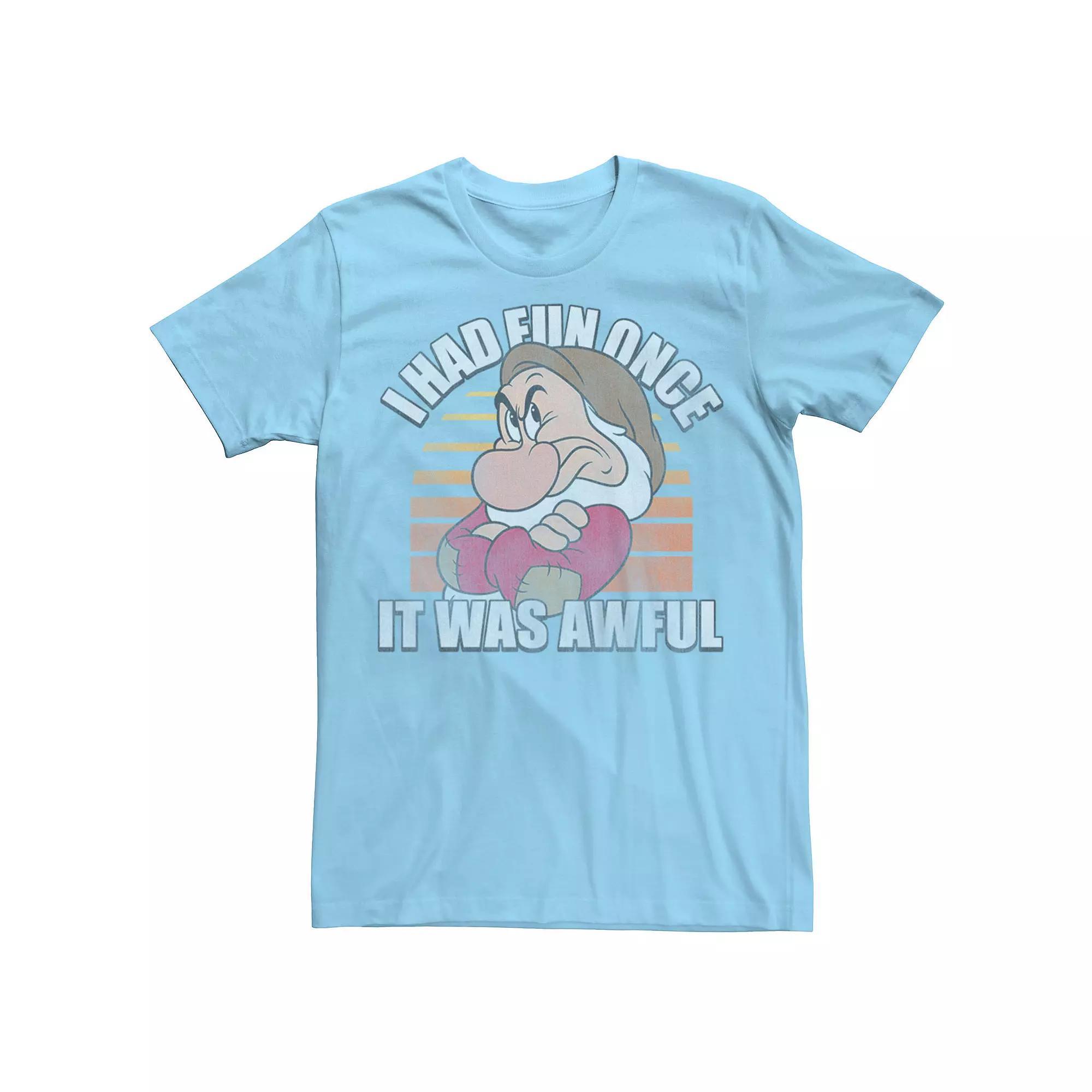 Disney's Snow White And the Seven Dwarfs Men's Grumpy Had Fun Graphic Tee, Size: Medium, Athletic Grey Product Image