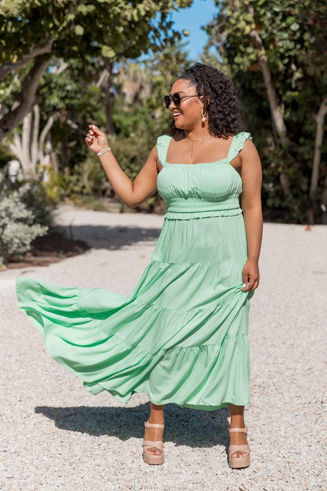Living A Dream Green Woven Maxi Dress SALE Product Image
