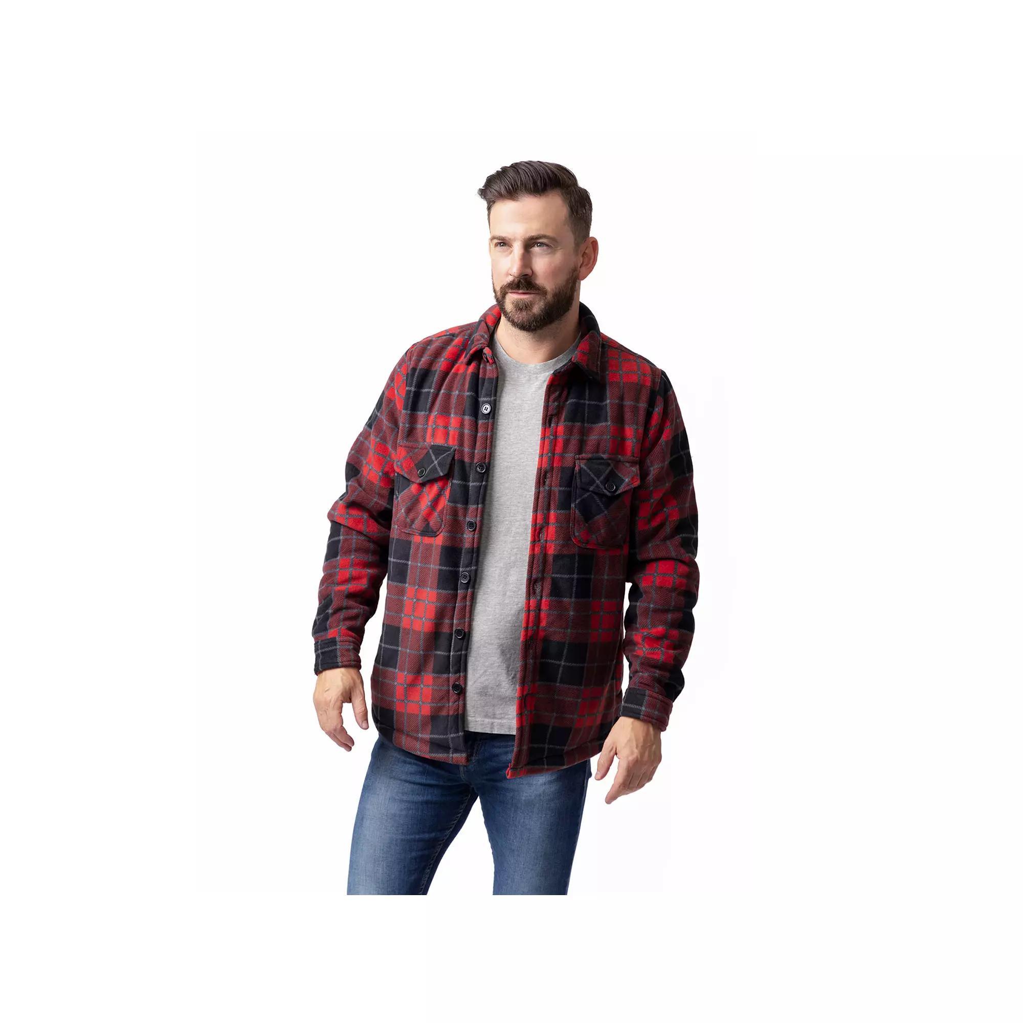 Men's Heat Holders Heatweaver Lined Fleece Shirt Jacket, Size: Large, Red Black Product Image