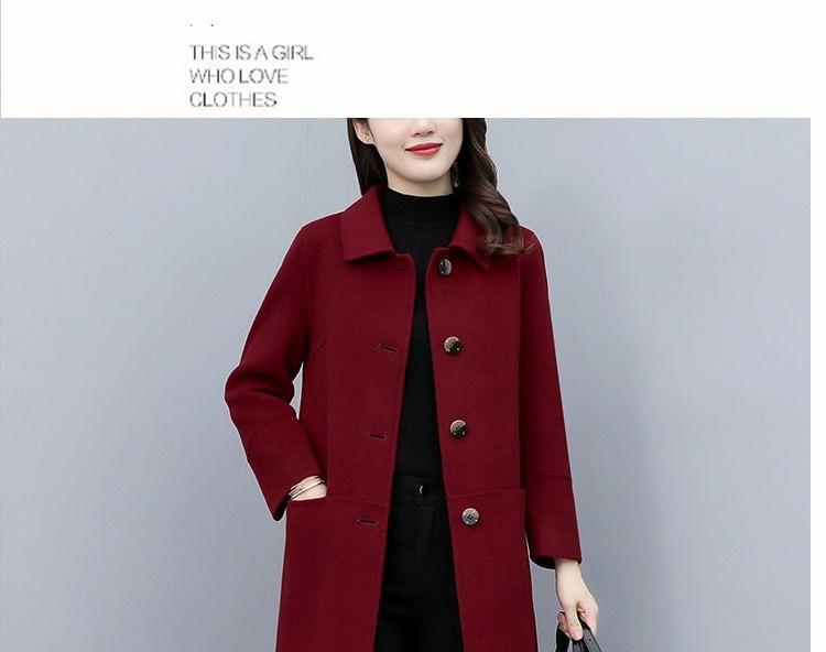 Collared Plain Button Coat Product Image