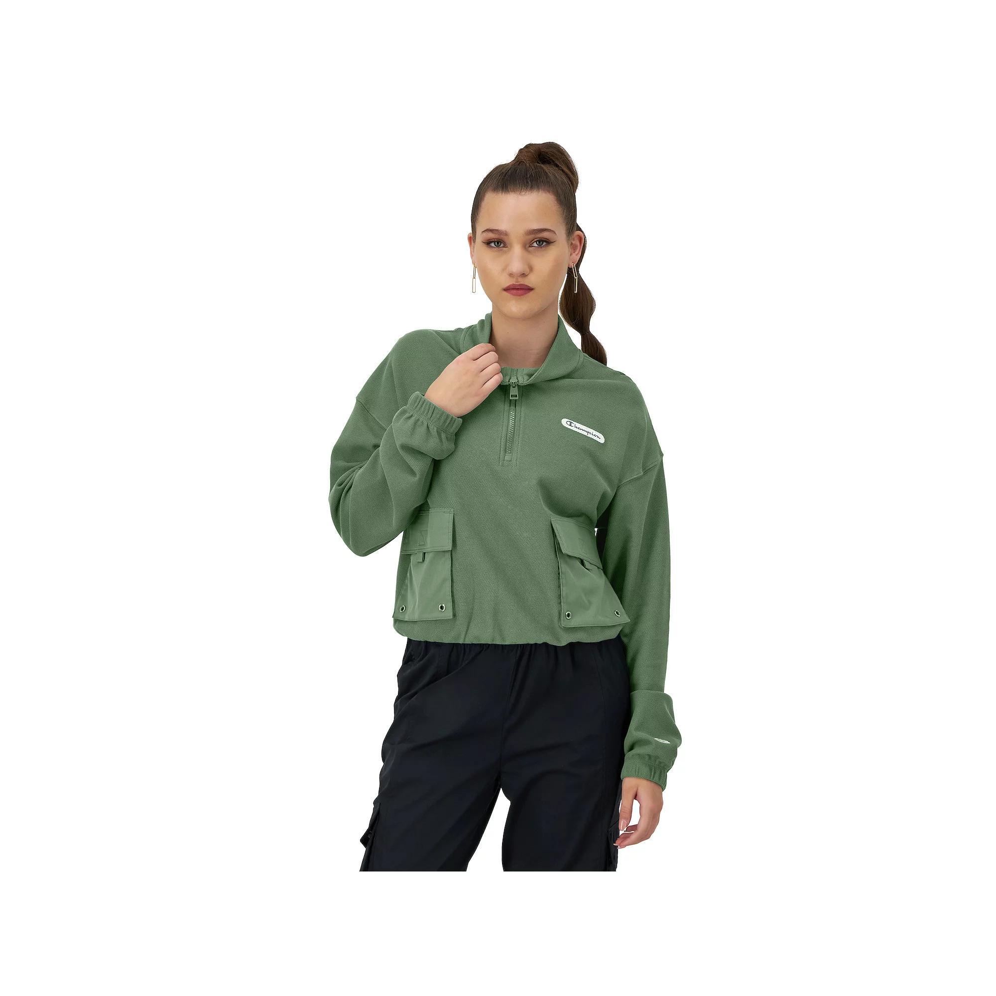 Women's Champion® Campus Pique 1/4-Zip Pullover, Size: XXL, Black Product Image