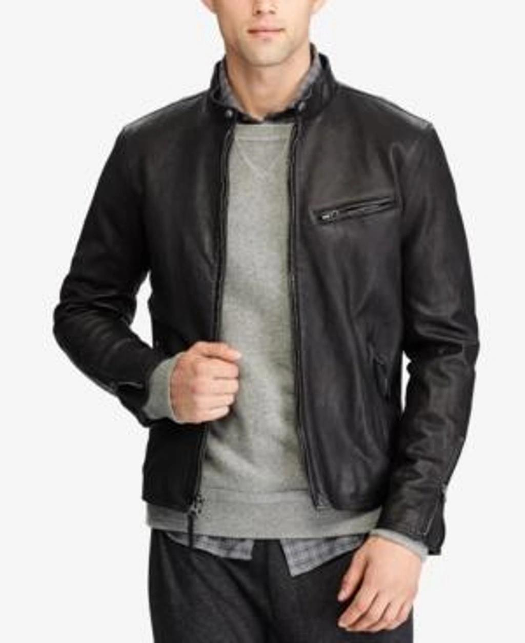 Mens Lambskin Caf Racer Jacket Product Image