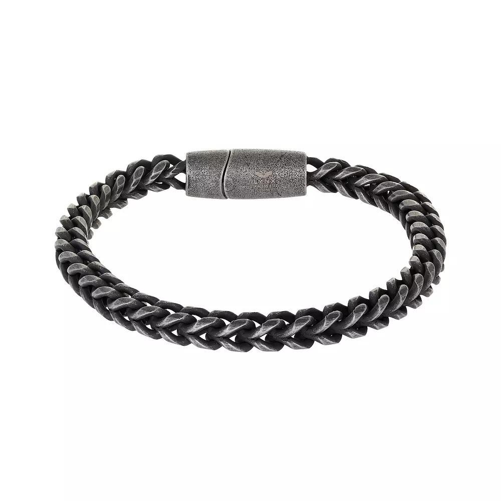 Men's LYNX Antiqued Finish Stainless Steel Wheat Chain Bracelet, Size: 8.5" Product Image