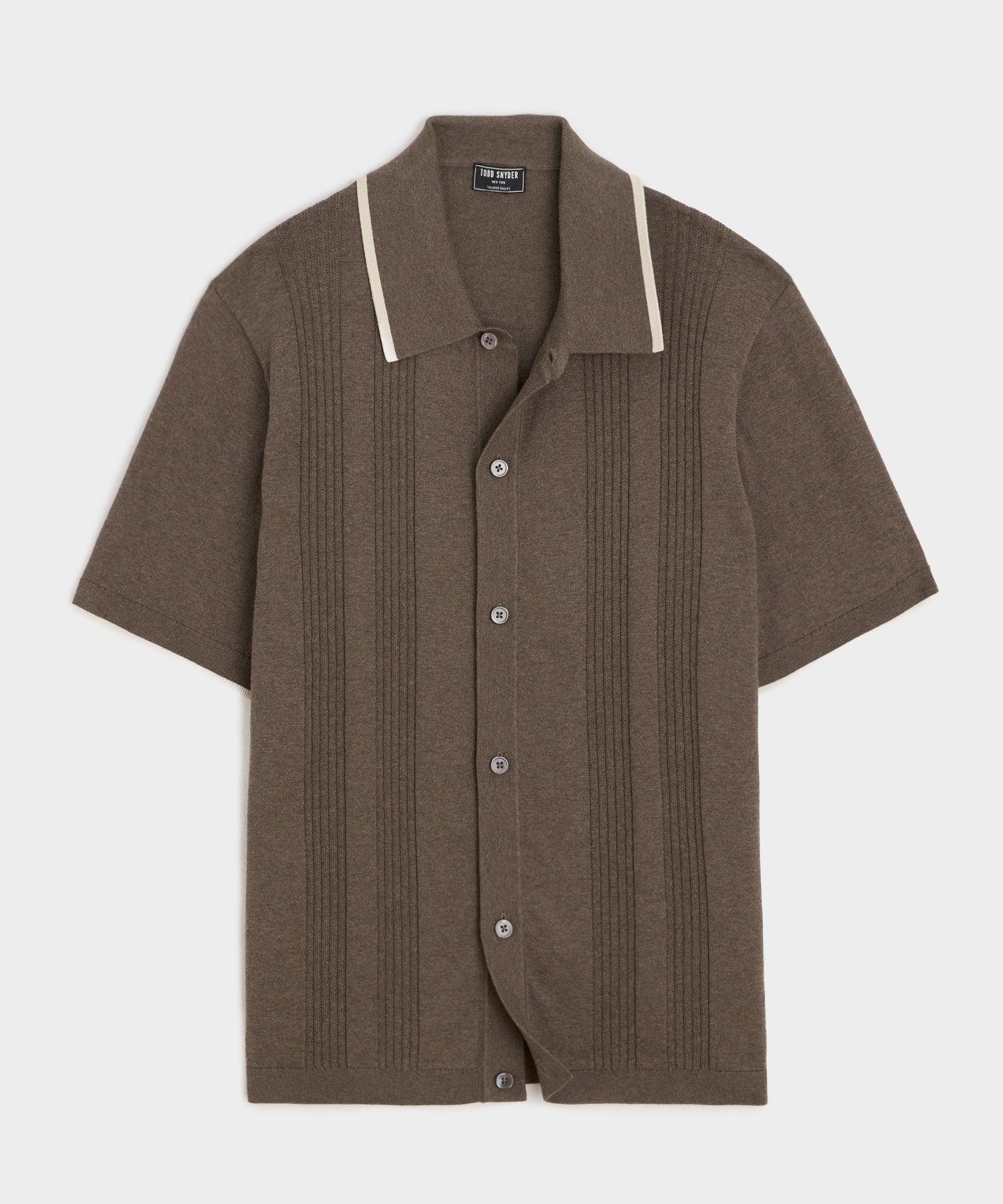 Cropped Silk-Cotton Tipped Full-Placket Sweater Polo Product Image