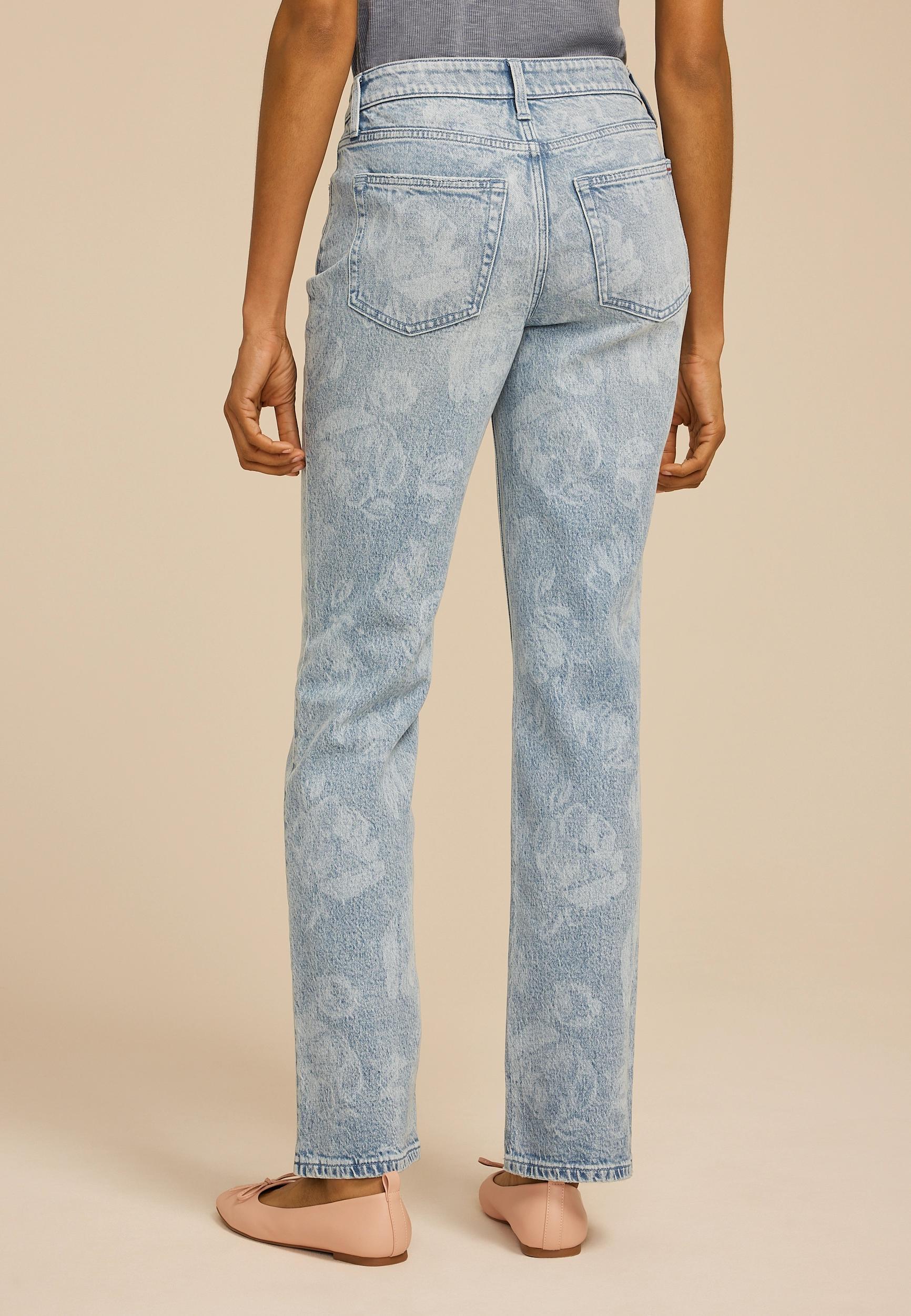 edgely™ Floral High Rise Relaxed Straight Jean Product Image