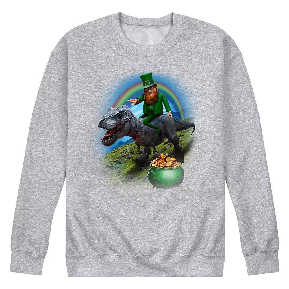 Mens Dino St Patricks Day Fleece Sweatshirt Grey Gray Product Image