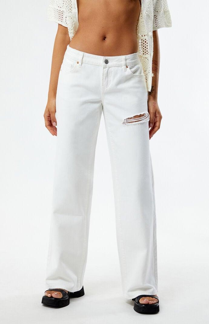 Womens Eco Ripped Low Rise Wide Leg Jeans - Product Image