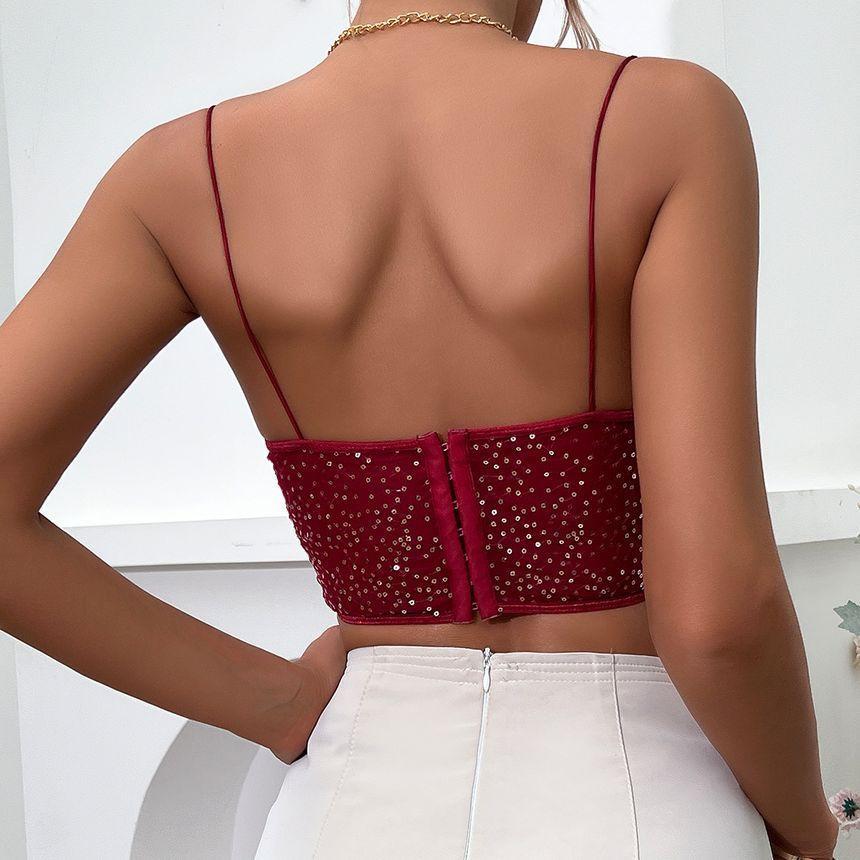 Plain Sequin Cropped Cami Top Product Image