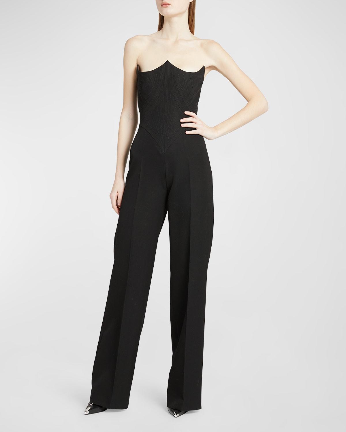 Womens Strapless Wool Corset Jumpsuit Product Image