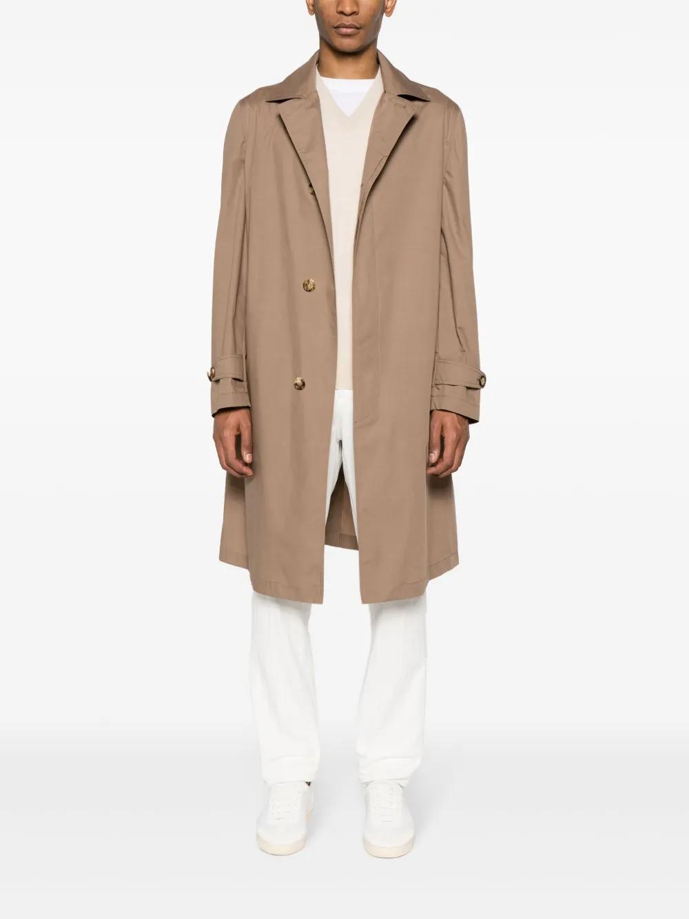 BRUNELLO CUCINELLI Single-breasted Lightweight Maxi Coat In Brown Product Image