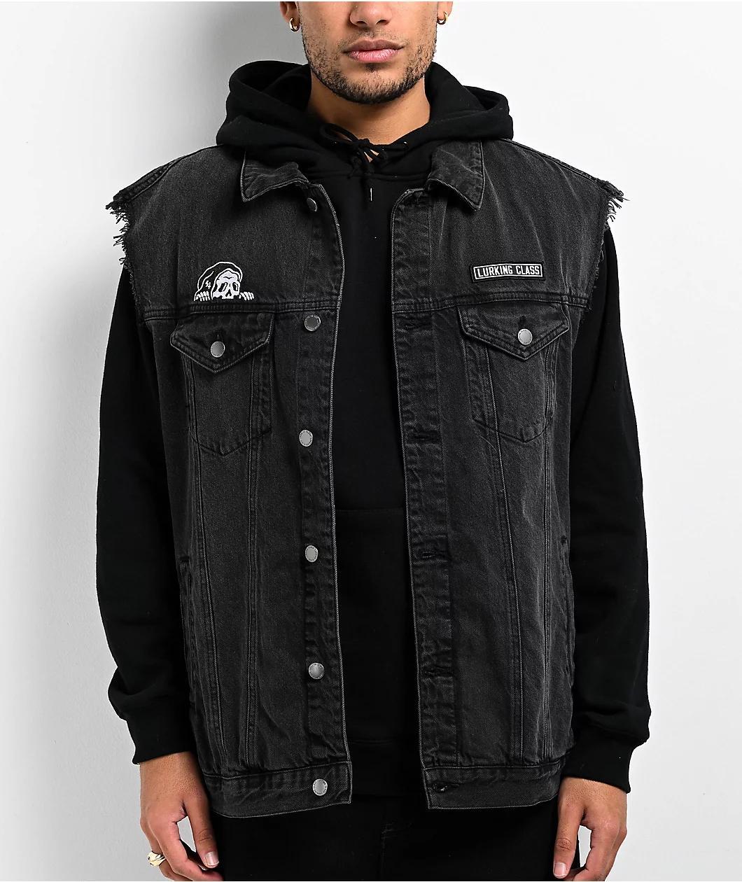 Lurking Class by Sketchy Tank Burnouts Black Denim Vest Product Image